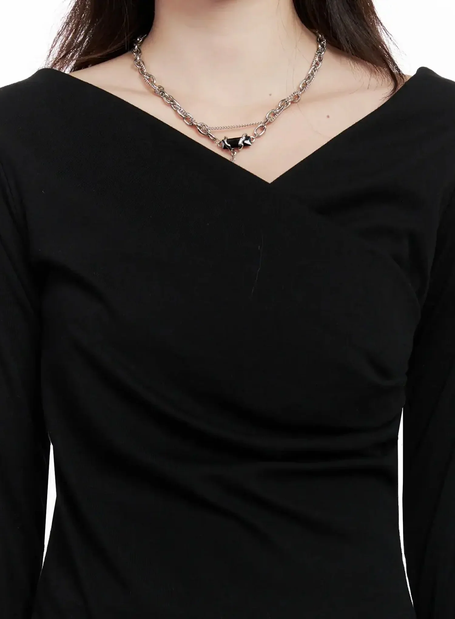 Elegant Shirred V-Neck Top IN514 - Image 4
