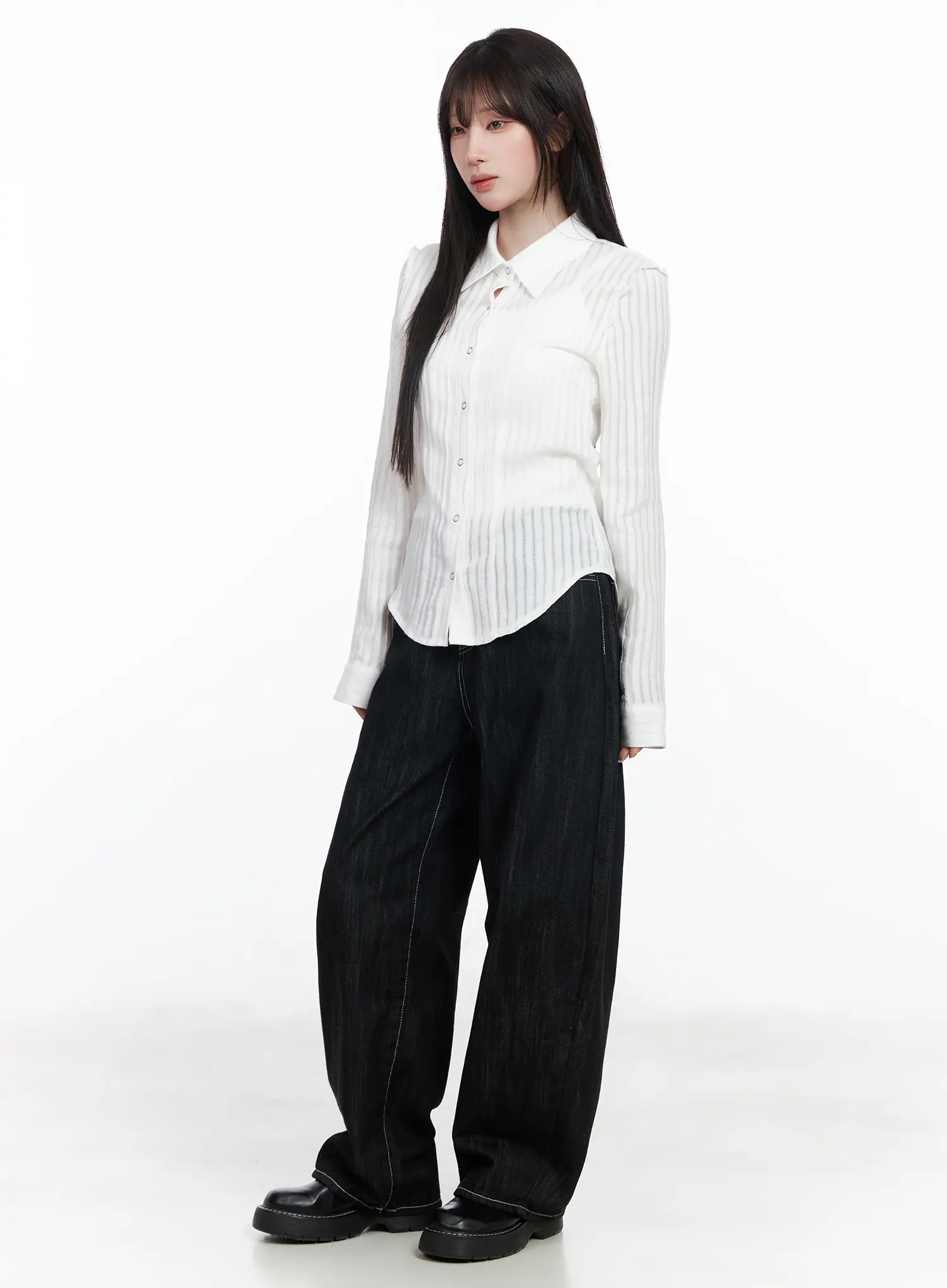 Elliot Stitched Wide Leg Jeans CF523 - Image 5