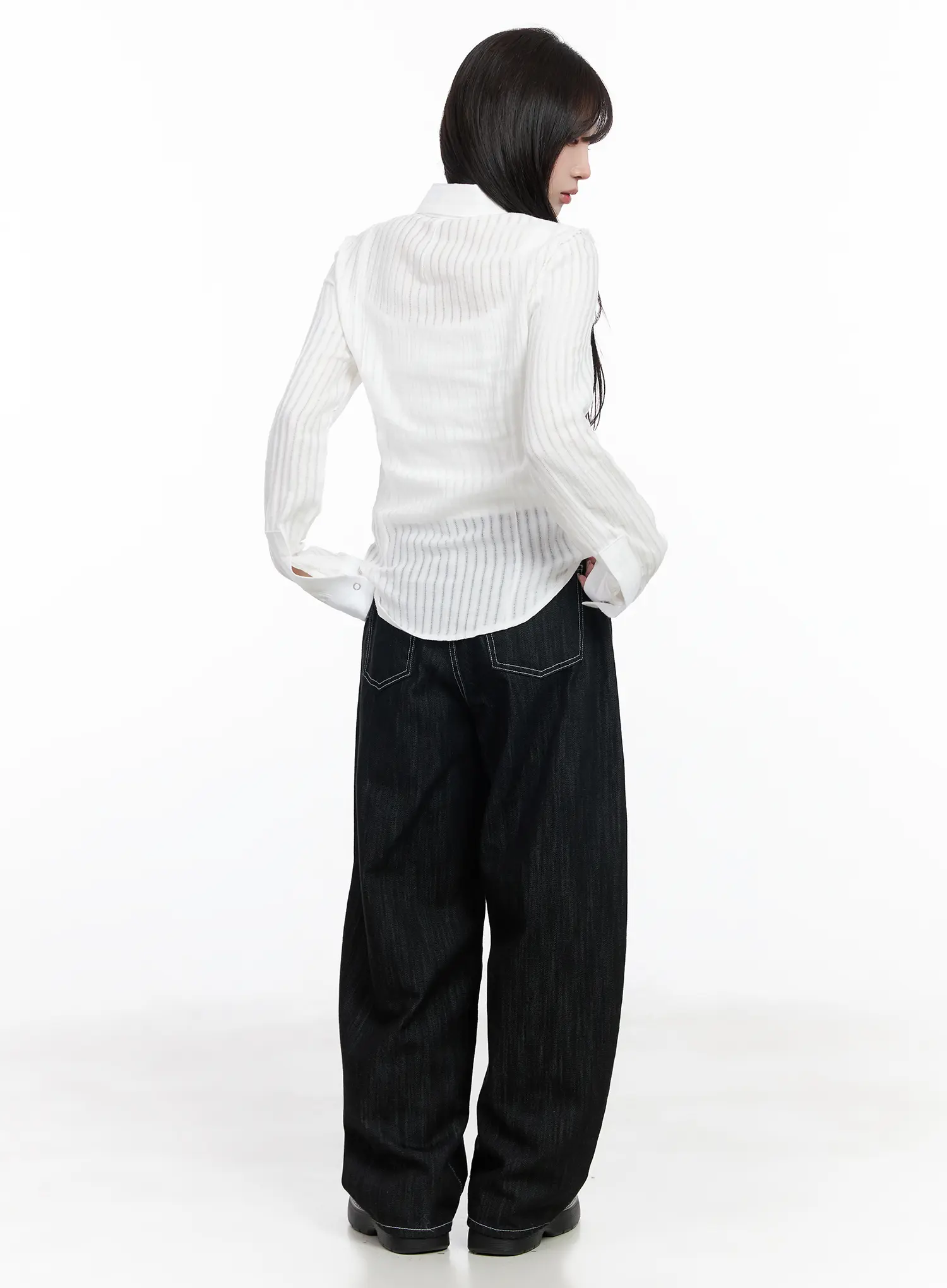 Elliot Stitched Wide Leg Jeans CF523 - Image 7