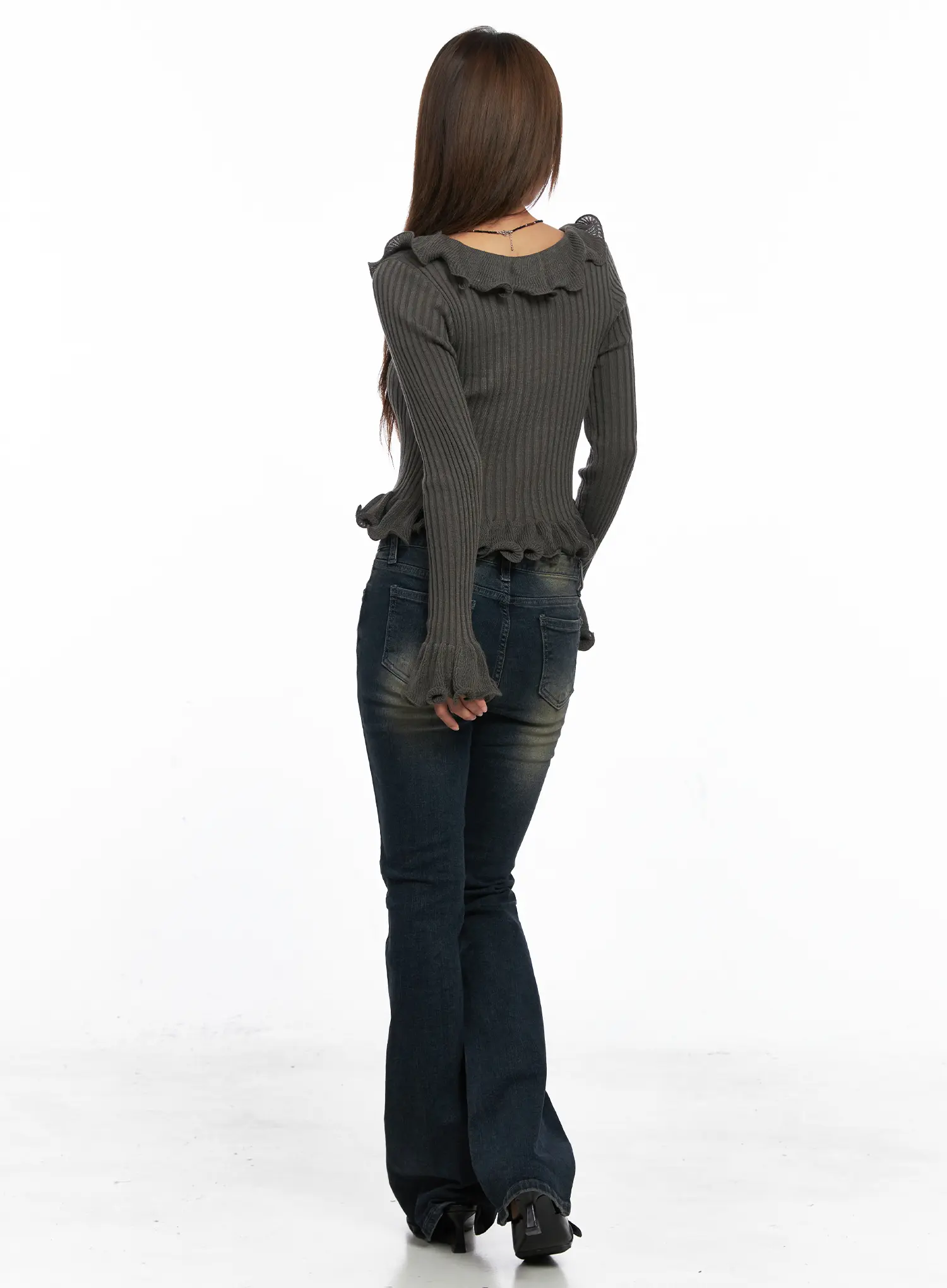 Elodie Vintage Washed Slim Flared Jeans CO510 - Image 4