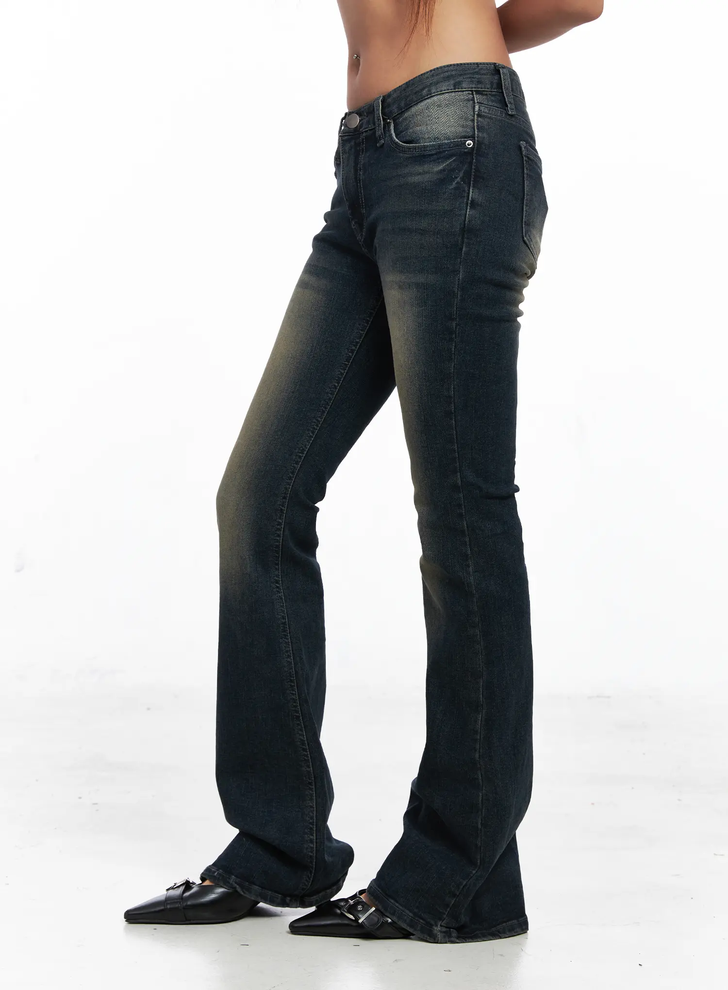 Elodie Vintage Washed Slim Flared Jeans CO510 - Image 5