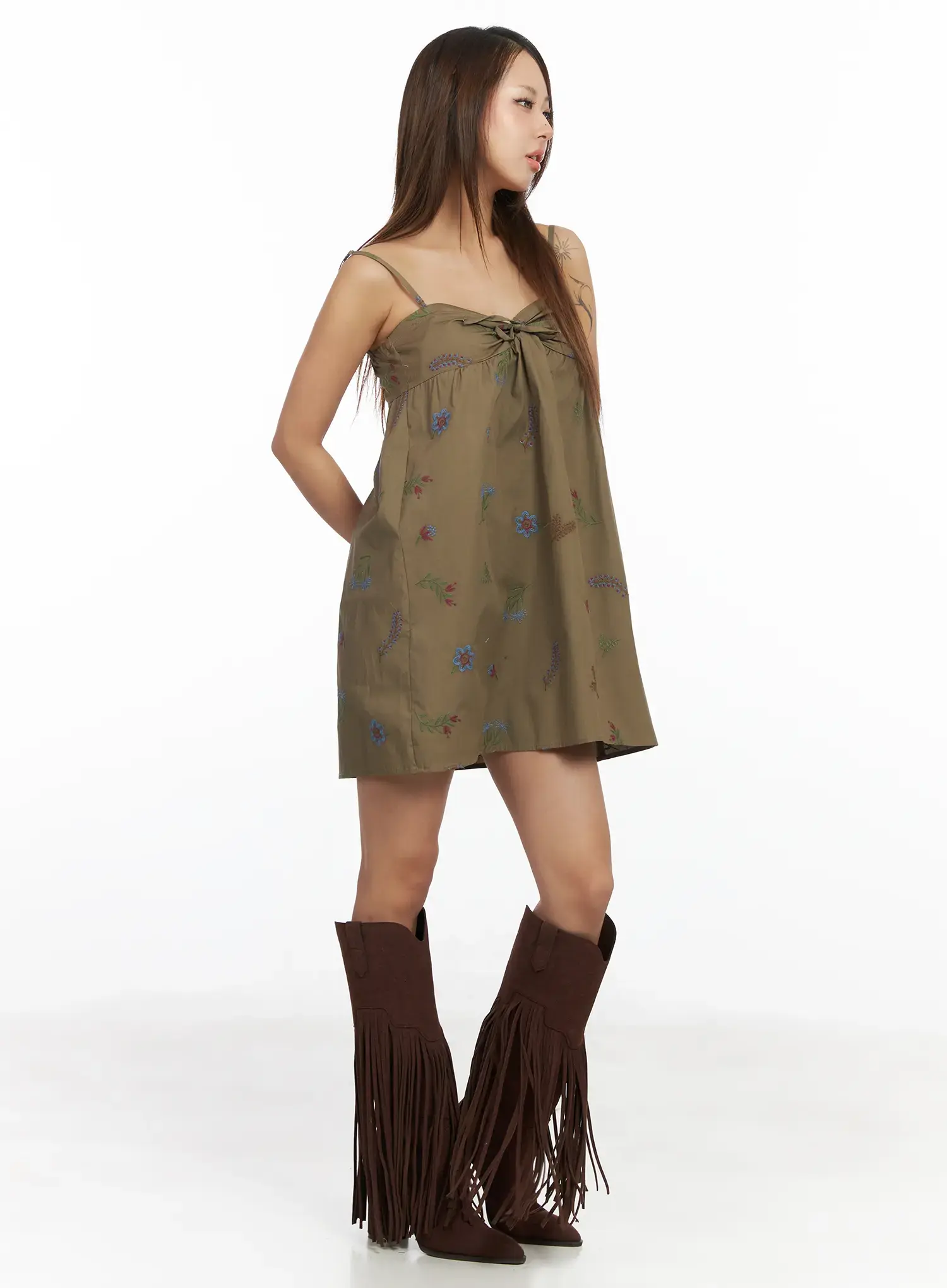 Embroidered Bow Knot Mini Dress CF513 - Image 7