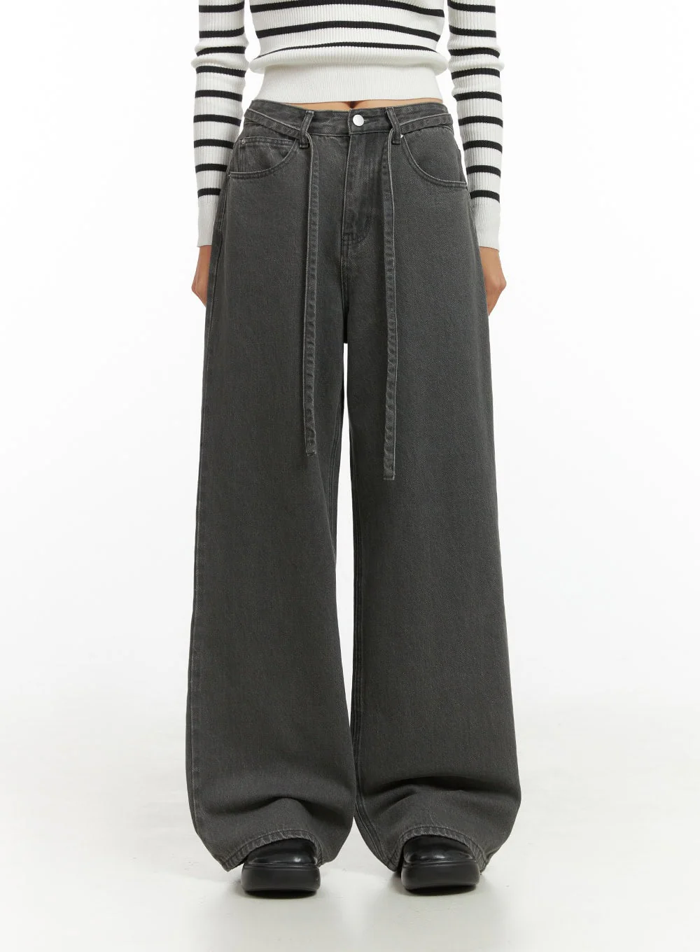 Emery Cotton Strap Baggy Jeans IO409