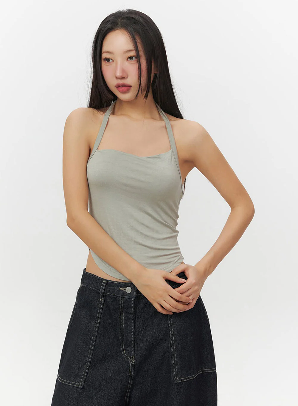 Essential Halter-Neck Crop Cami Top IF510 - Image 13