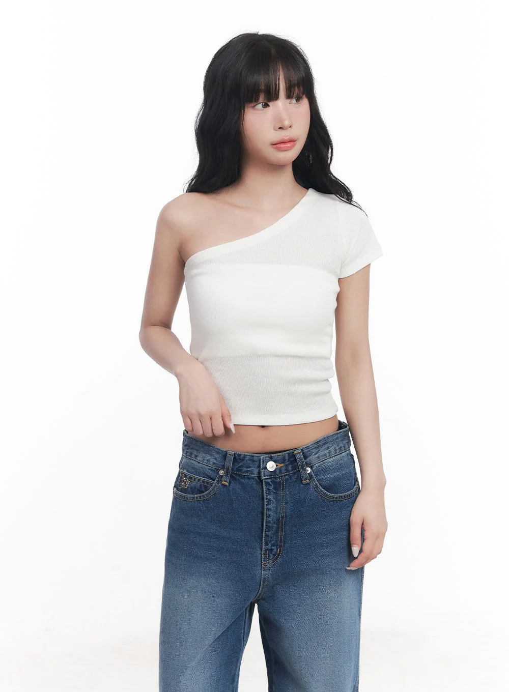 Essential One-Shoulder Crop Top CY527 - Image 2