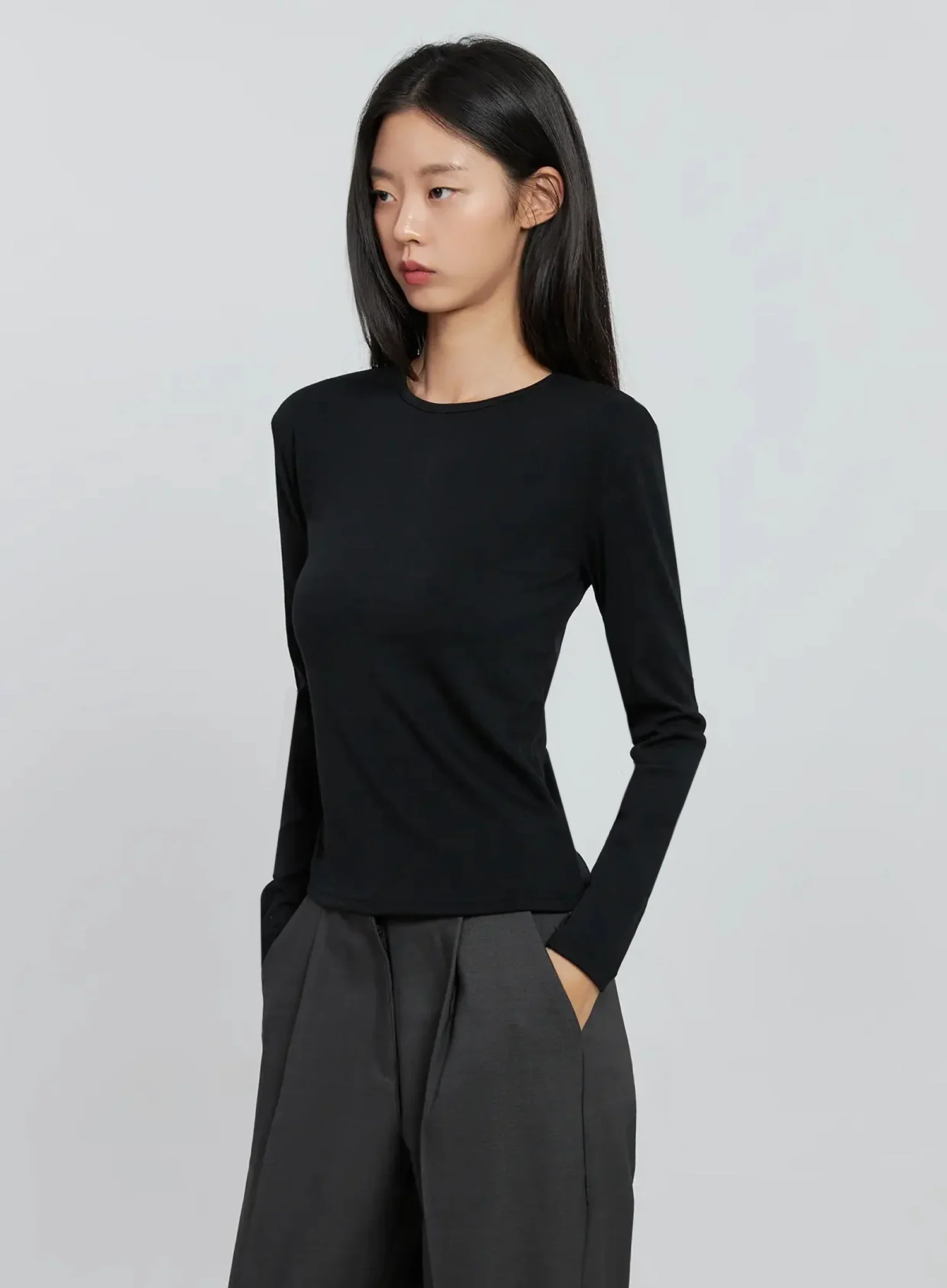 Essential Round Neck Long Sleeve Top IN507 - Image 16