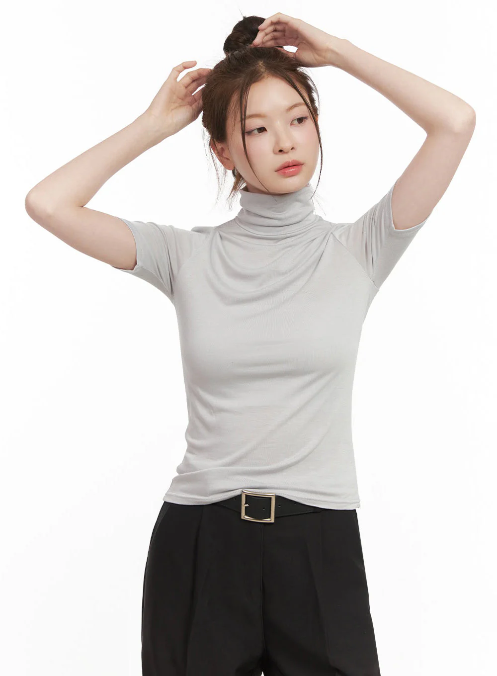 Essential Turtle Neck Short Sleeve Top IF505 - Image 2