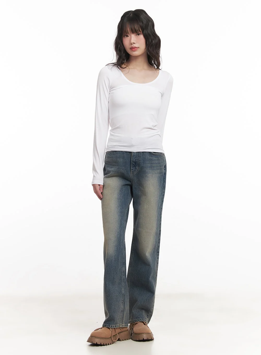 Essential U-Neck Long Sleeve Top CM519 - Image 3