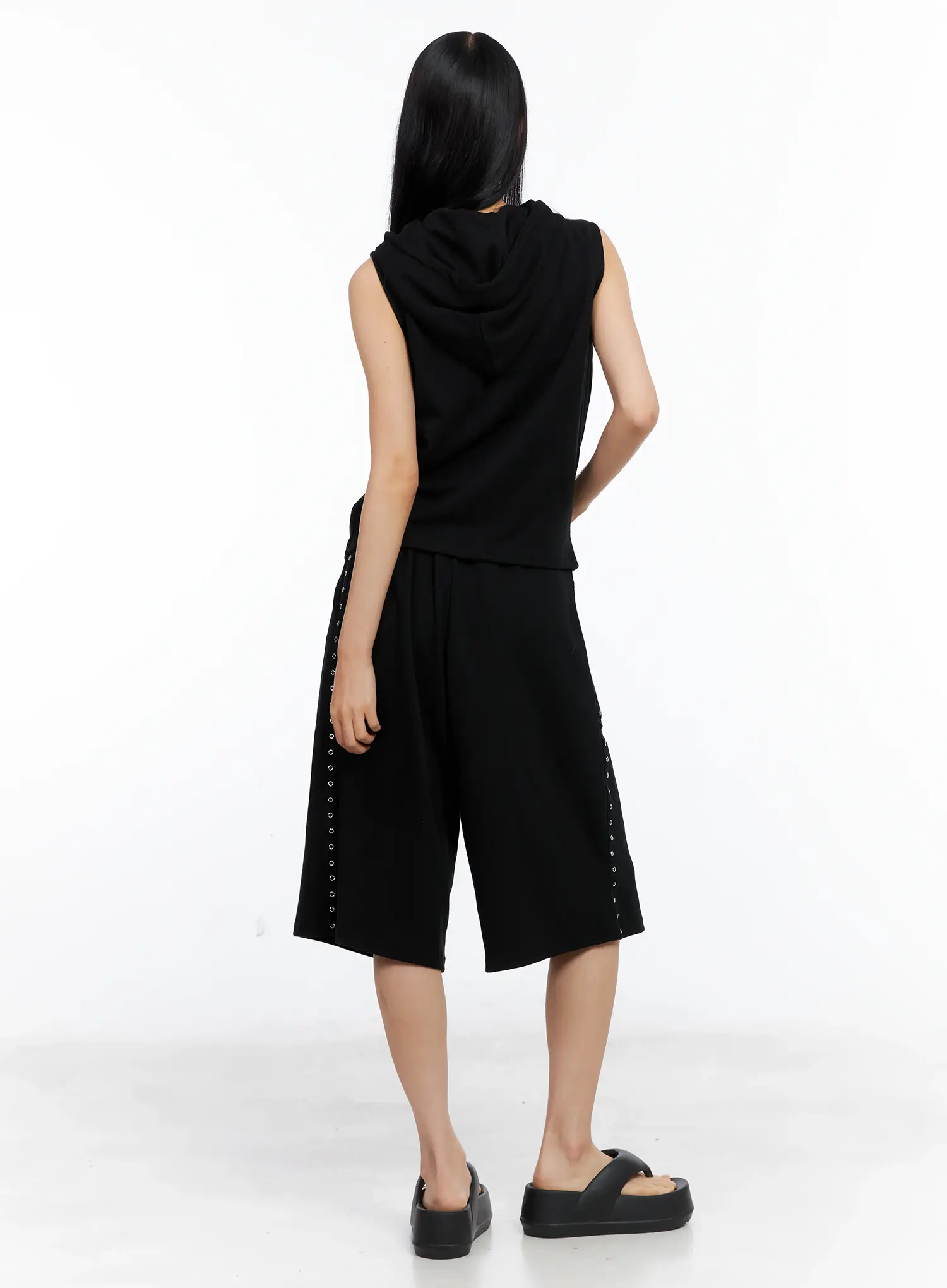 Eyelet Hooded Vest Zip-Up CL529 - Image 6