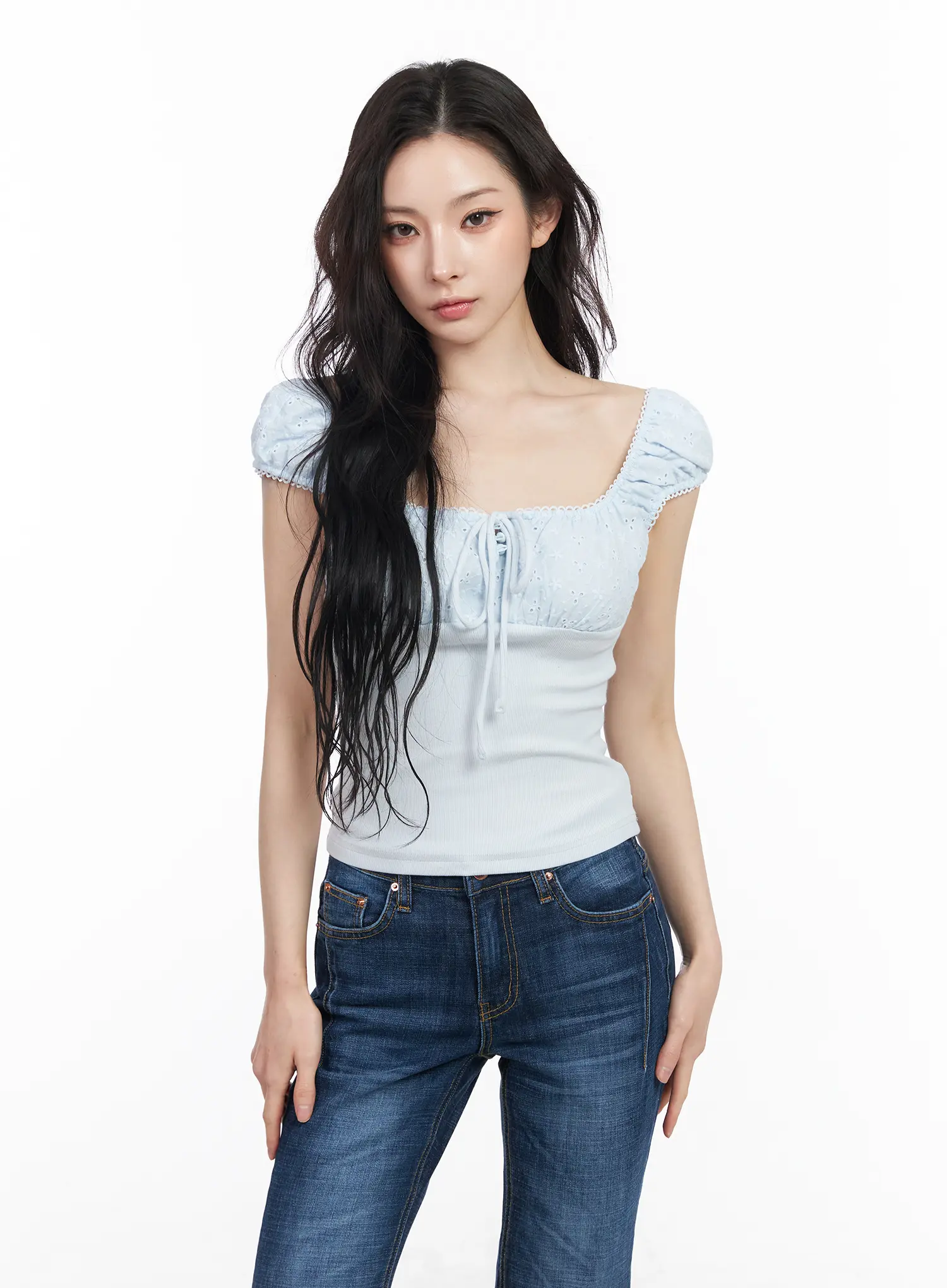 Eyelet Puff Sleeve Blouse CM518 - Image 6