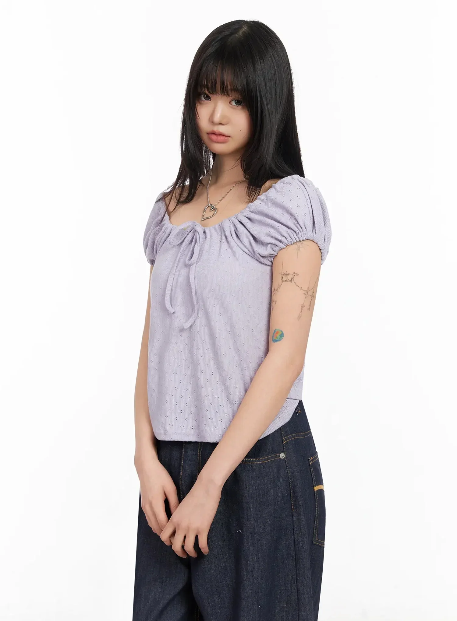 Eyelet Ruched Off Shoulder Top IA523 - Image 14