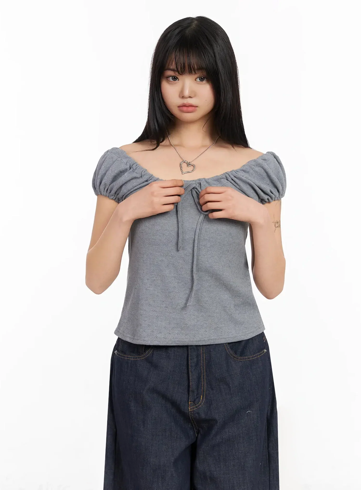 Eyelet Ruched Off Shoulder Top IA523 - Image 15