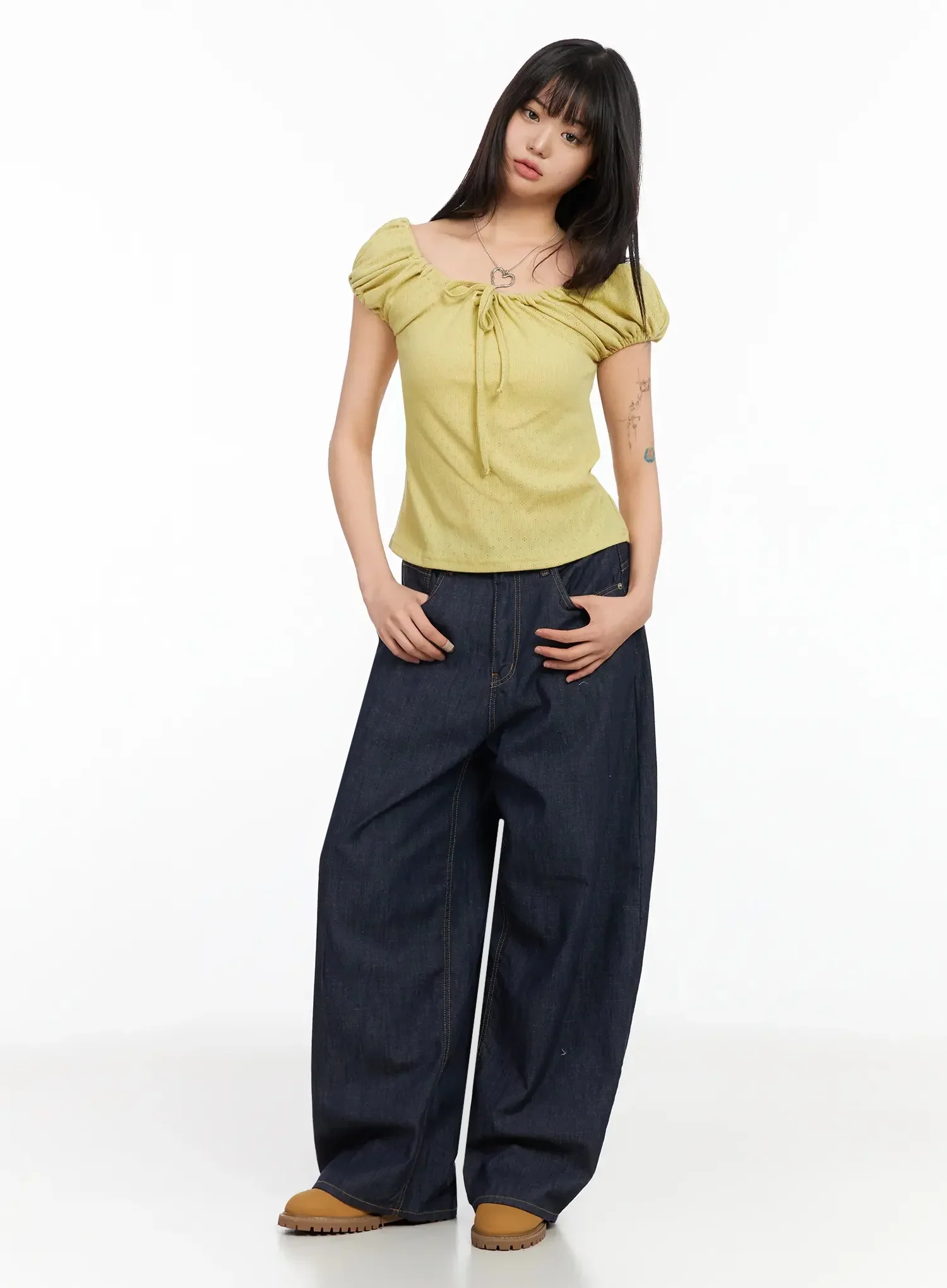 Eyelet Ruched Off Shoulder Top IA523 - Image 5