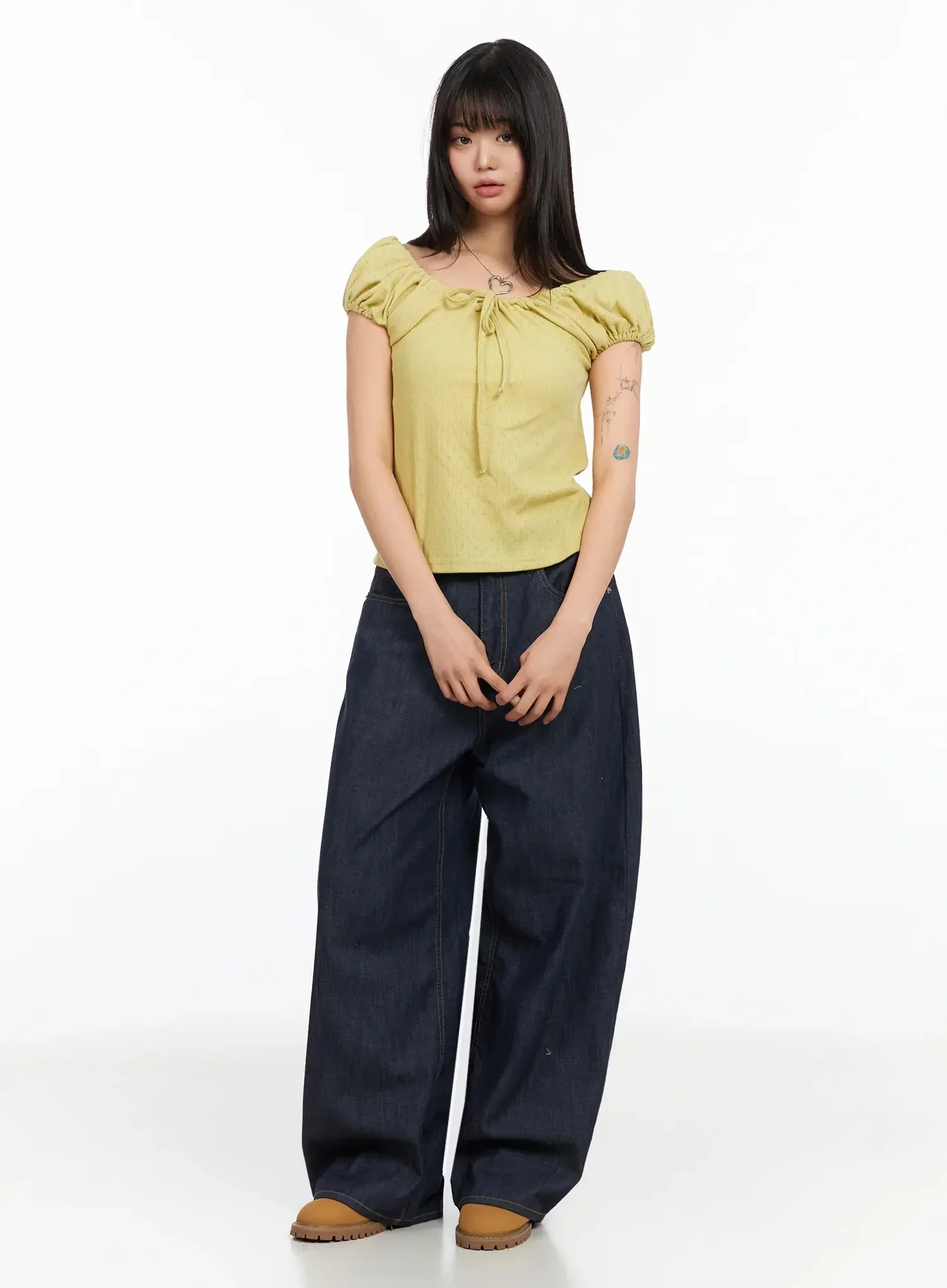 Eyelet Ruched Off Shoulder Top IA523 - Image 6