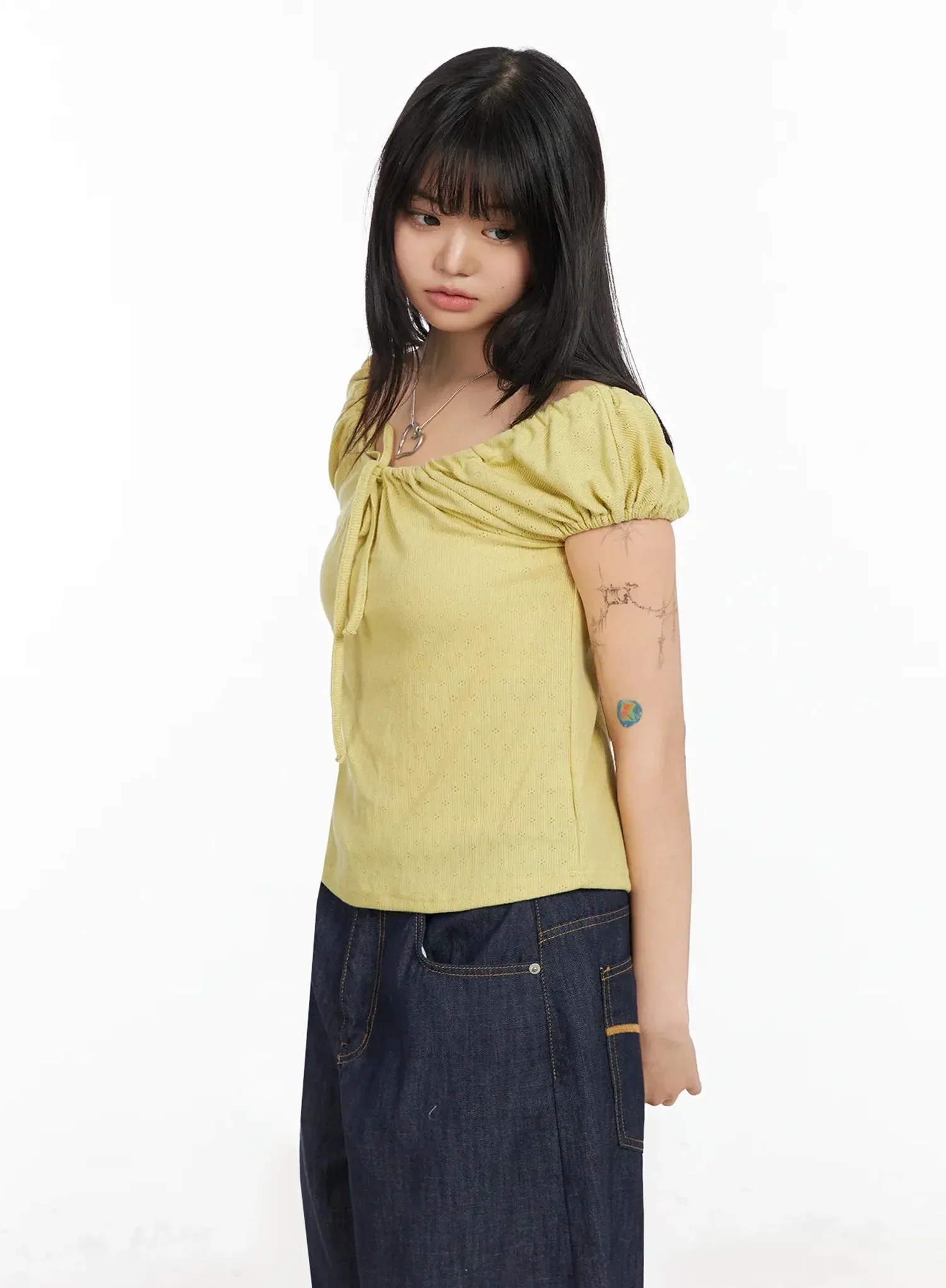 Eyelet Ruched Off Shoulder Top IA523 - Image 8