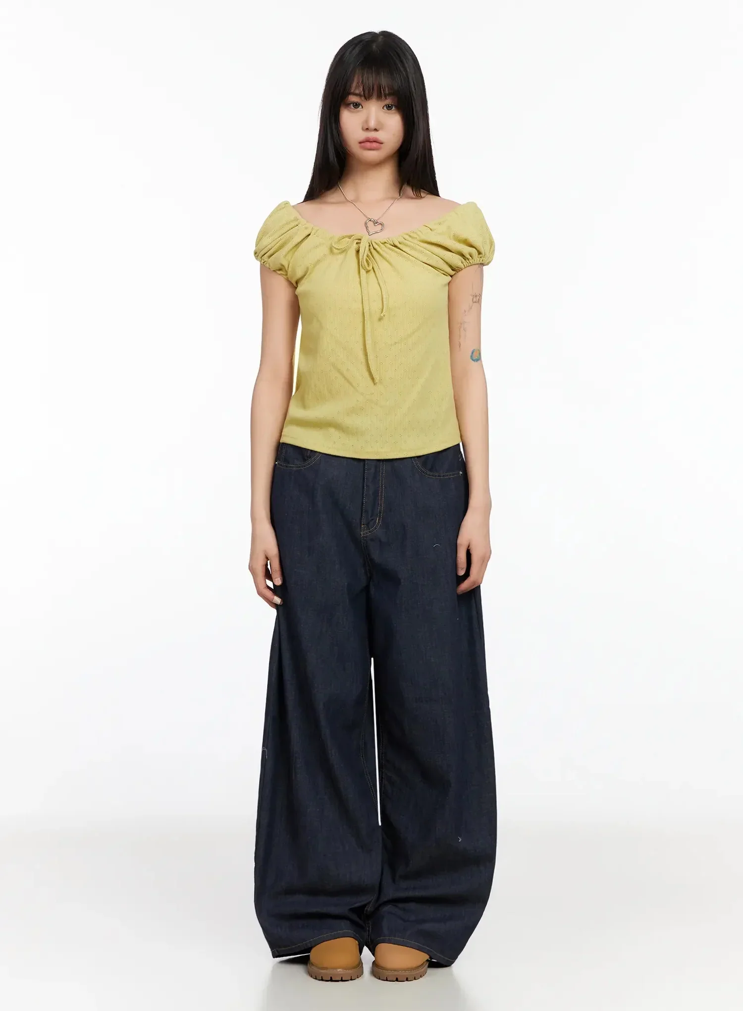 Eyelet Ruched Off Shoulder Top IA523 - Image 9