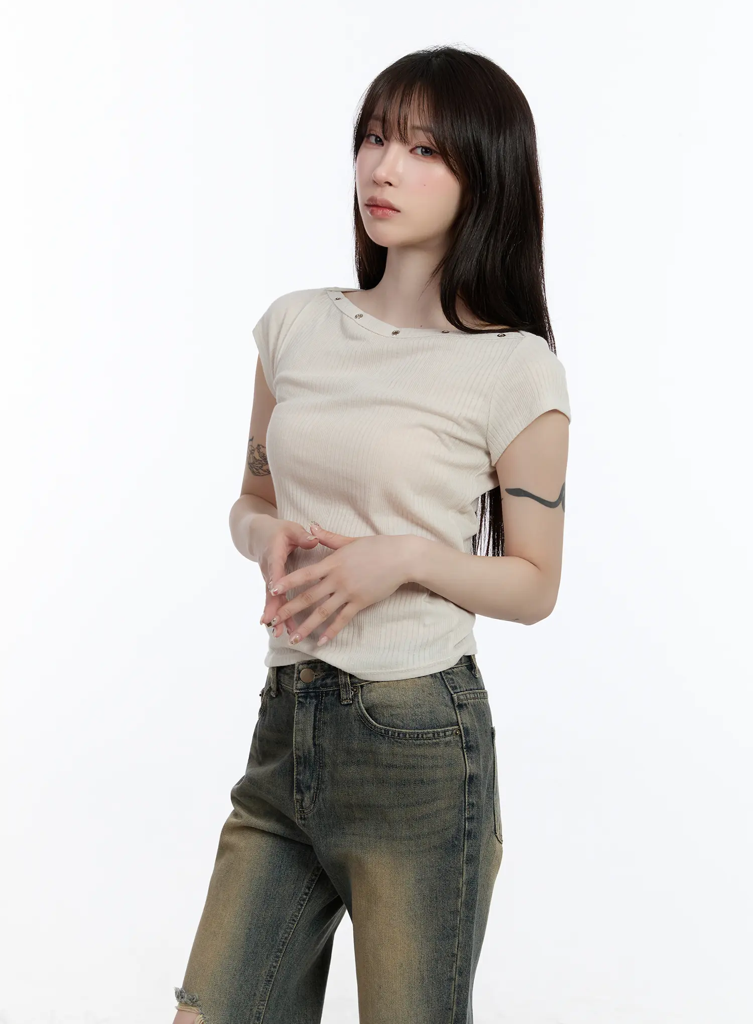 Eyelet Short Sleeve Tee CA503 - Image 6
