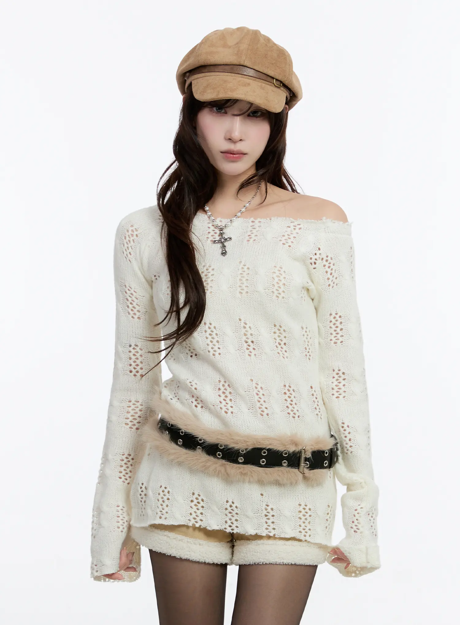 Faux Fur Eyelet Belt CN524 - Image 2