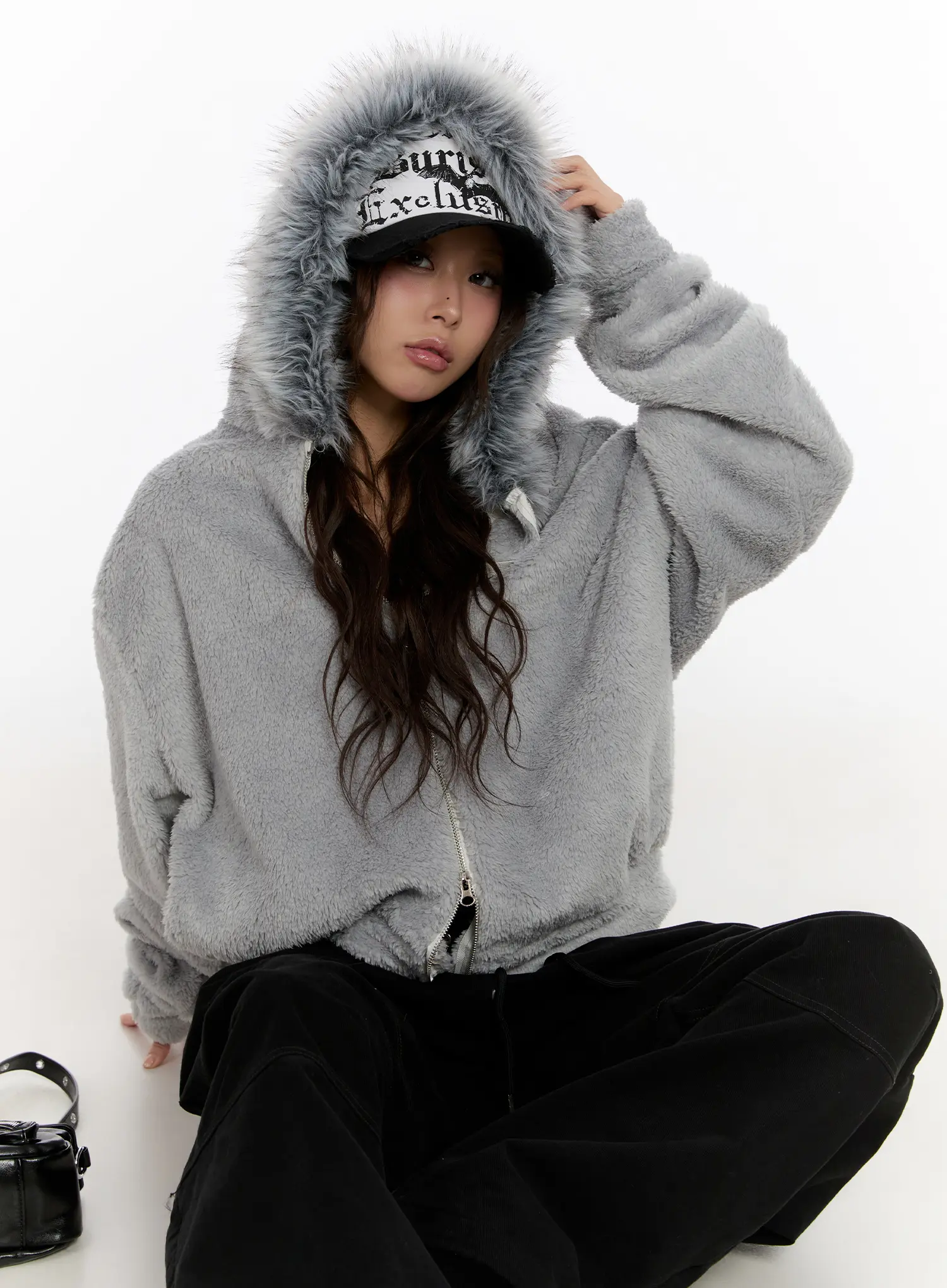 Faux Fur Fleece Zip-Up Hoodie CN527 - Image 11