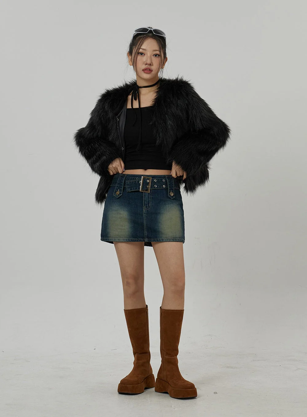 Faux Fur Hook Cropped Jacket CD21 - Image 6