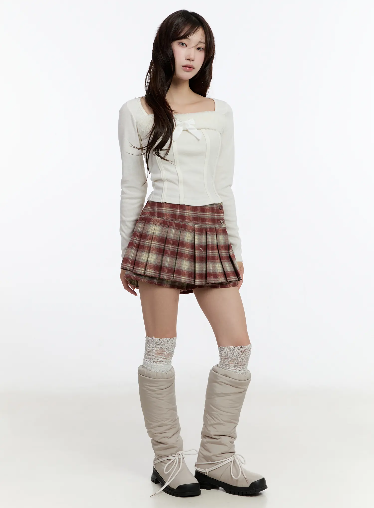 Faux Fur Ribbon Long Sleeve Top CN524 - Image 2