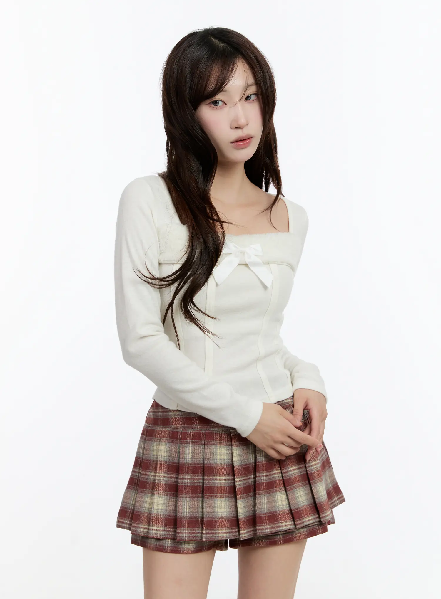 Faux Fur Ribbon Long Sleeve Top CN524 - Image 4