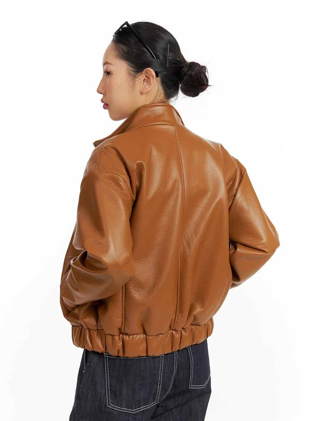 Faux Leather Biker Jacket CF416 - Image 5