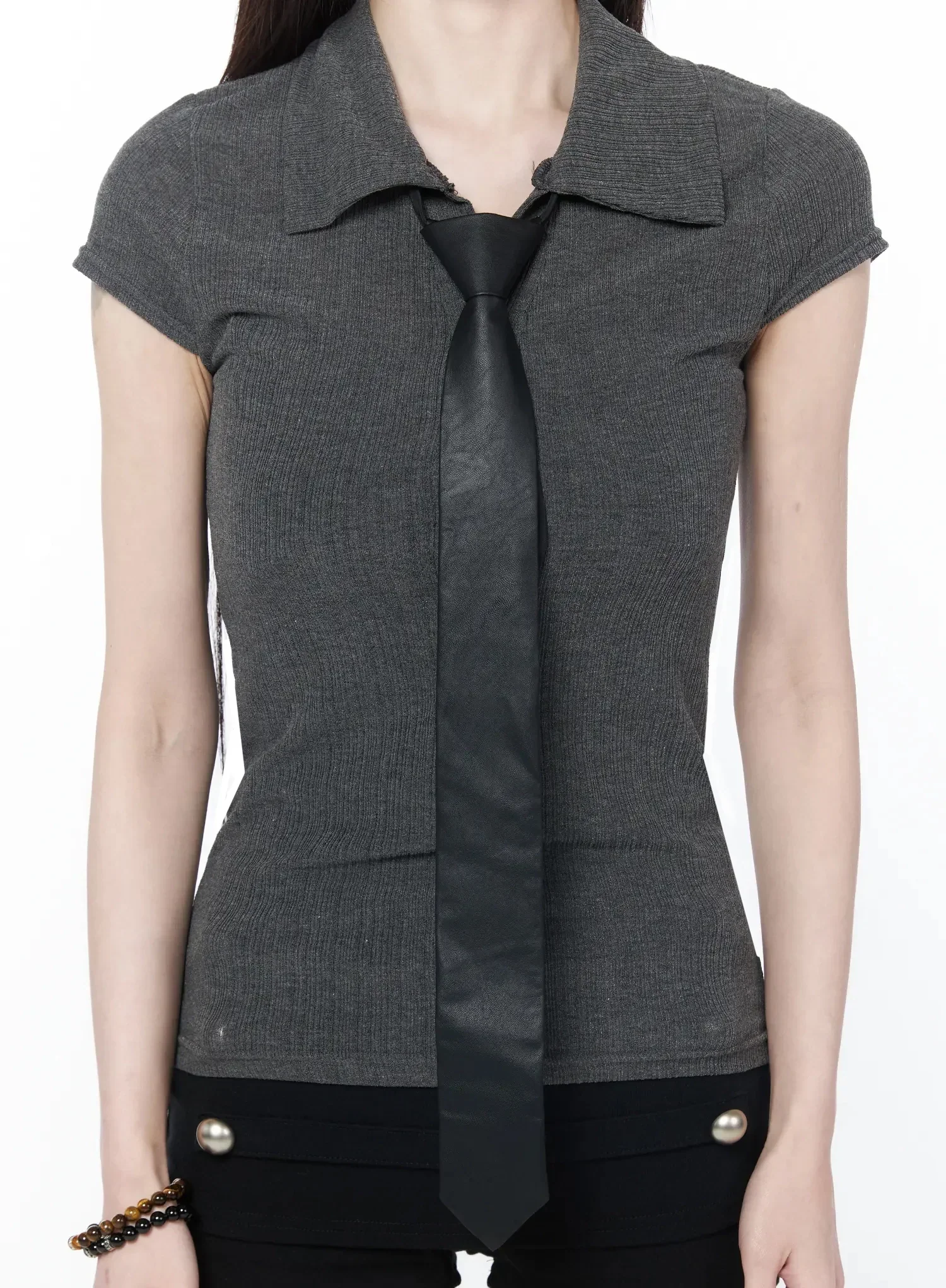 Faux Leather Chic Neck Tie  IY515