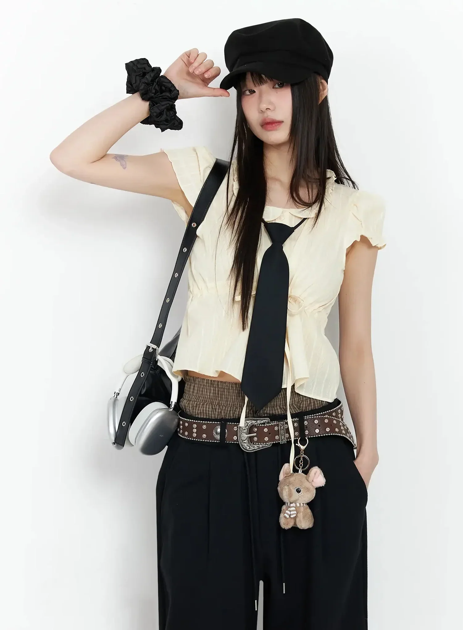Faux Leather Chic Neck Tie  IY515 - Image 3