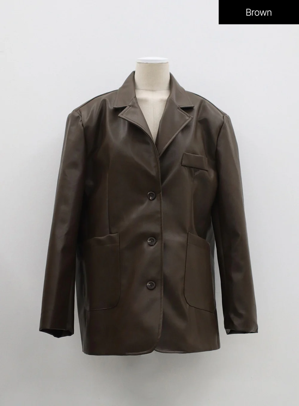 Faux Leather Oversized Jacket OM306 - Image 13