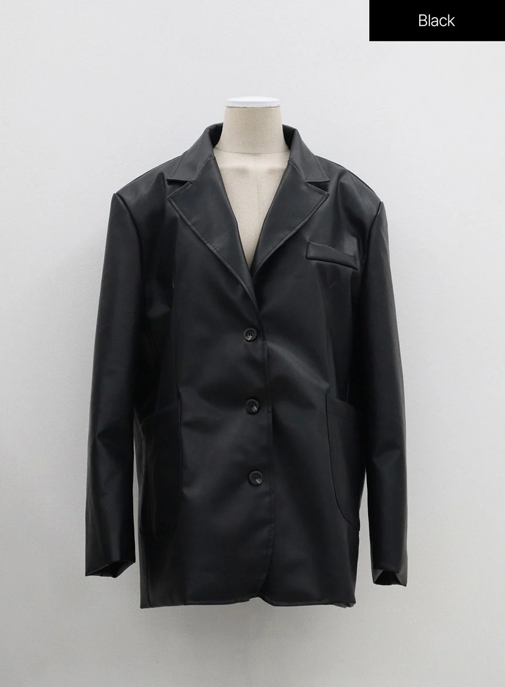 Faux Leather Oversized Jacket OM306 - Image 14