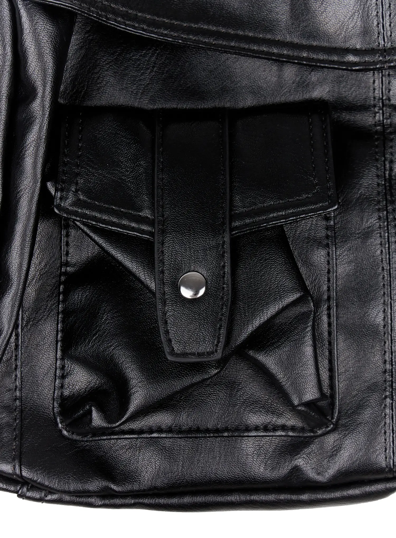 Faux Leather Two-Pocket Crossbody Bag IO506 - Image 6