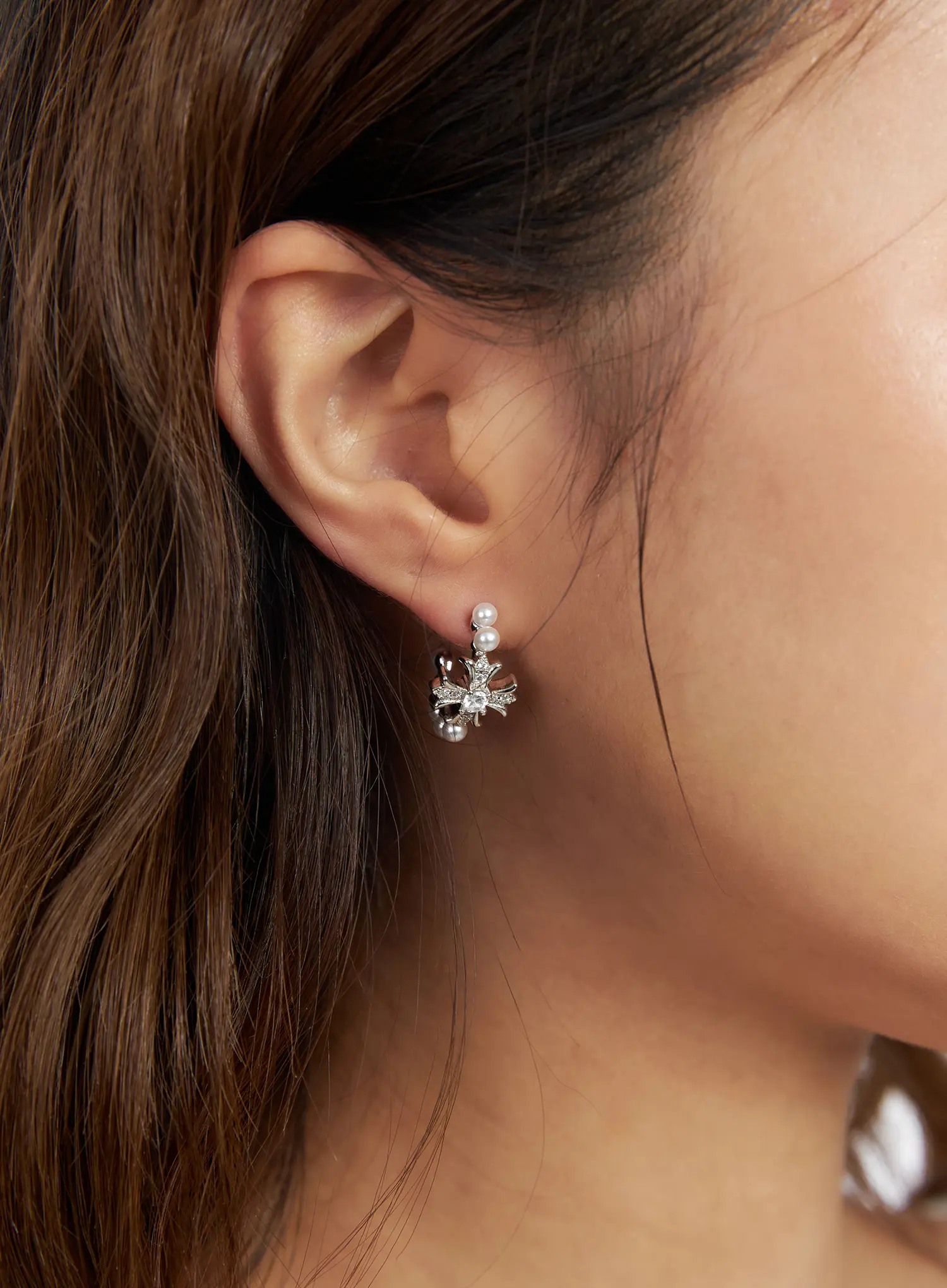 Faux Pearl Cross Earrings CM525