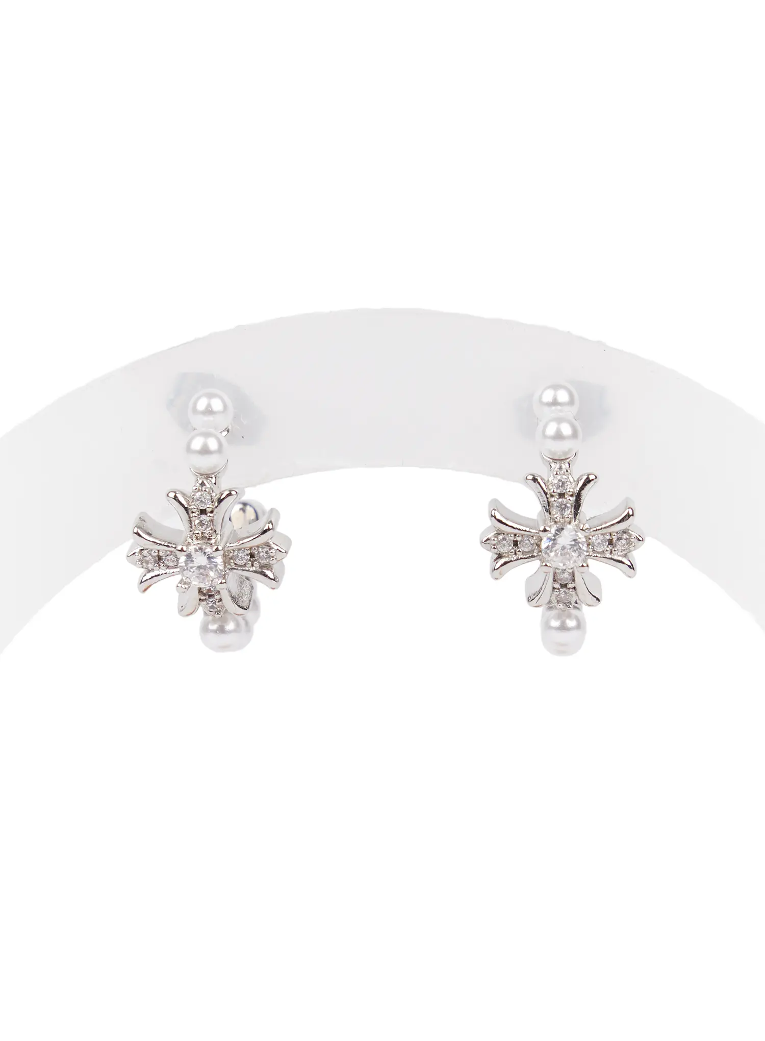 Faux Pearl Cross Earrings CM525 - Image 4