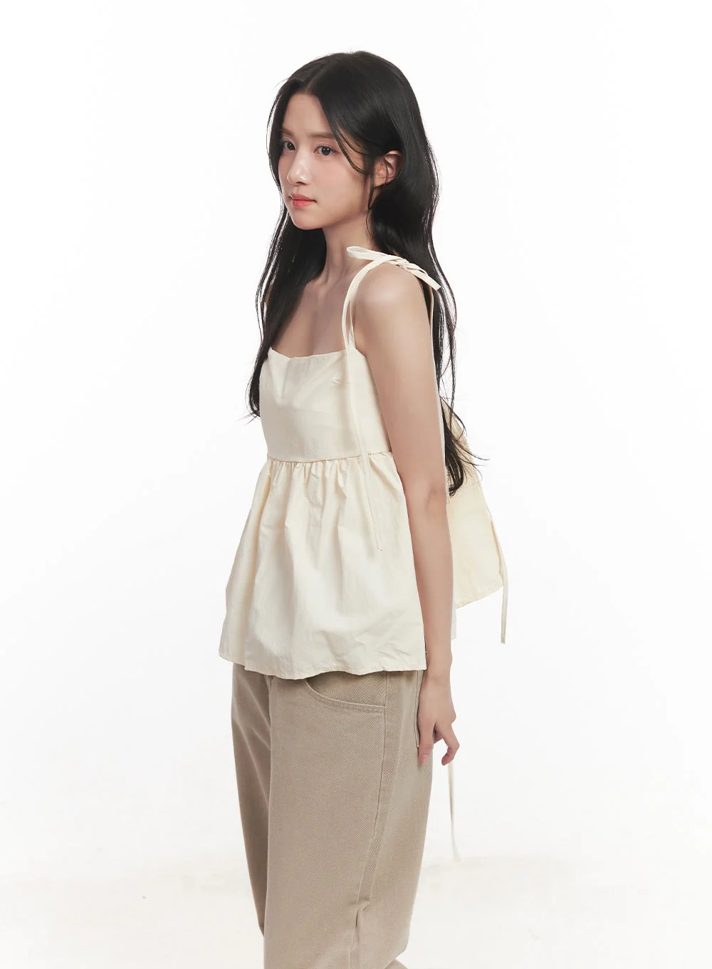 Flare Square-Neck Ribbon Cami Top CA511