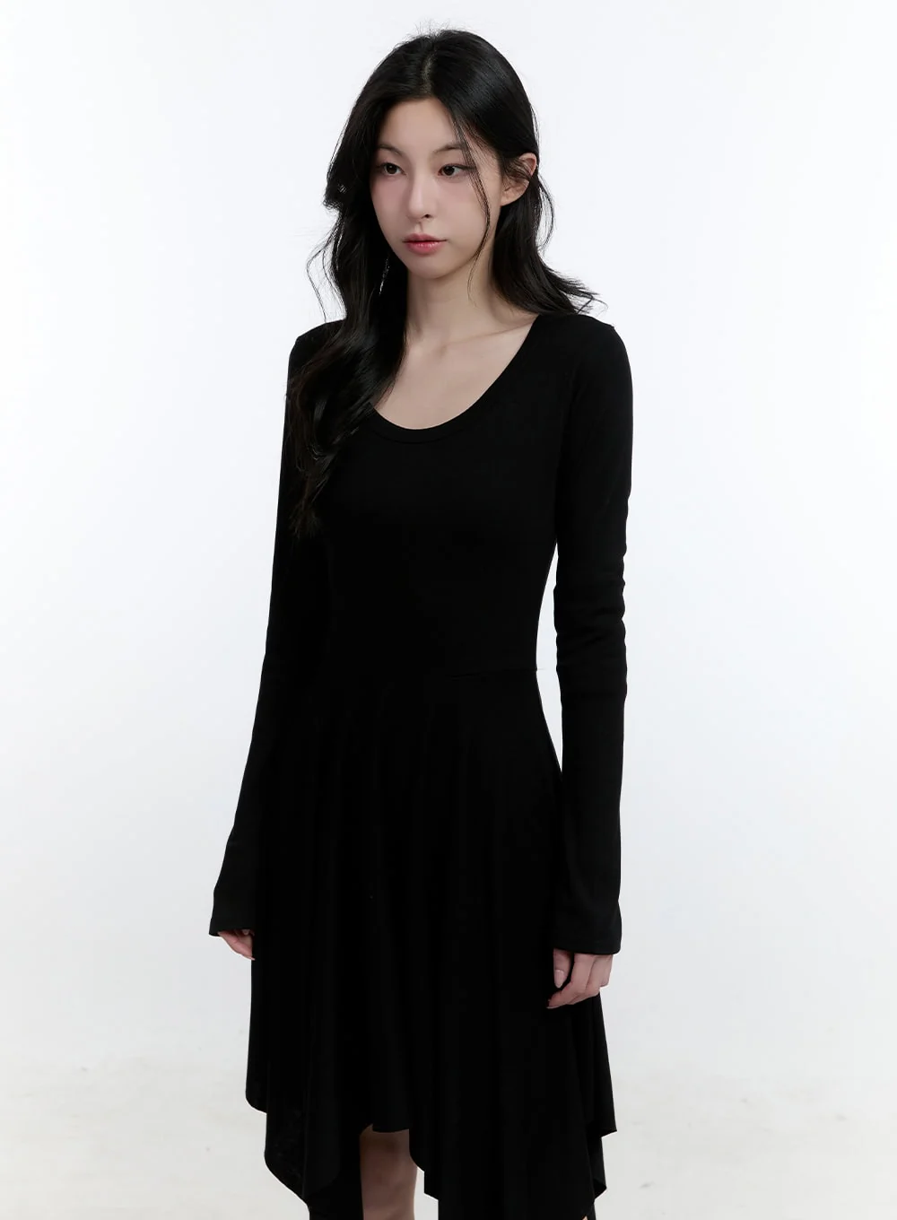 Flared Asymmetric Long Sleeve Midi Dress CJ522 - Image 3