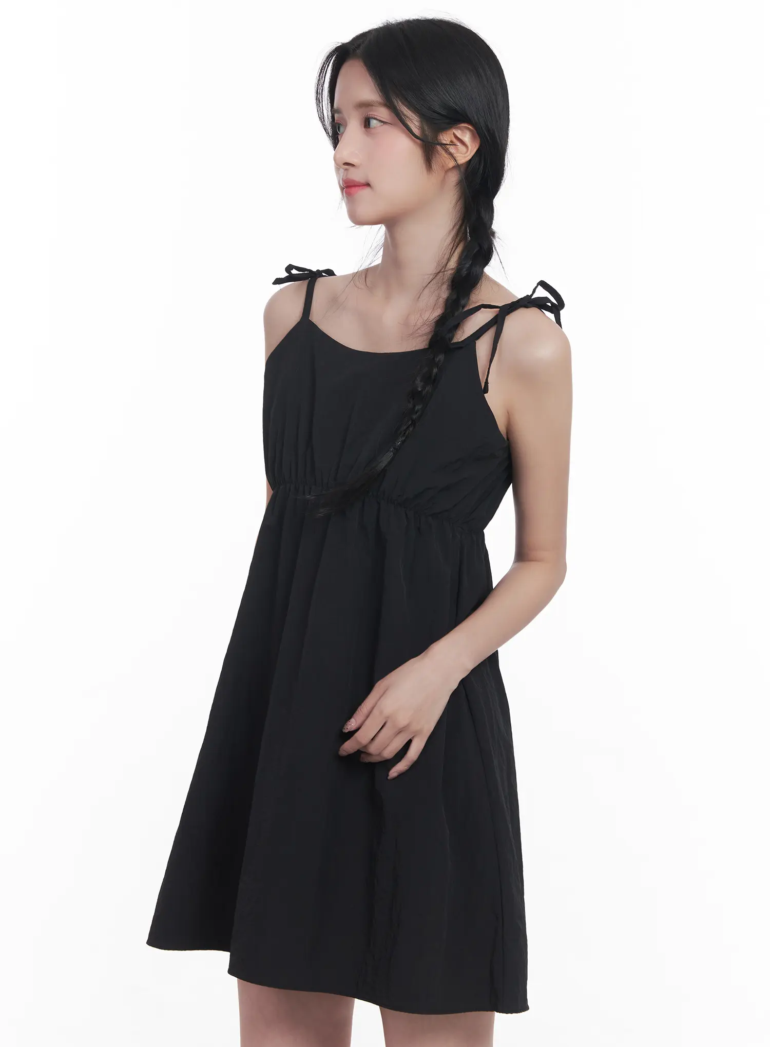 Flared Ribbon-Tie Mini Dress CU525