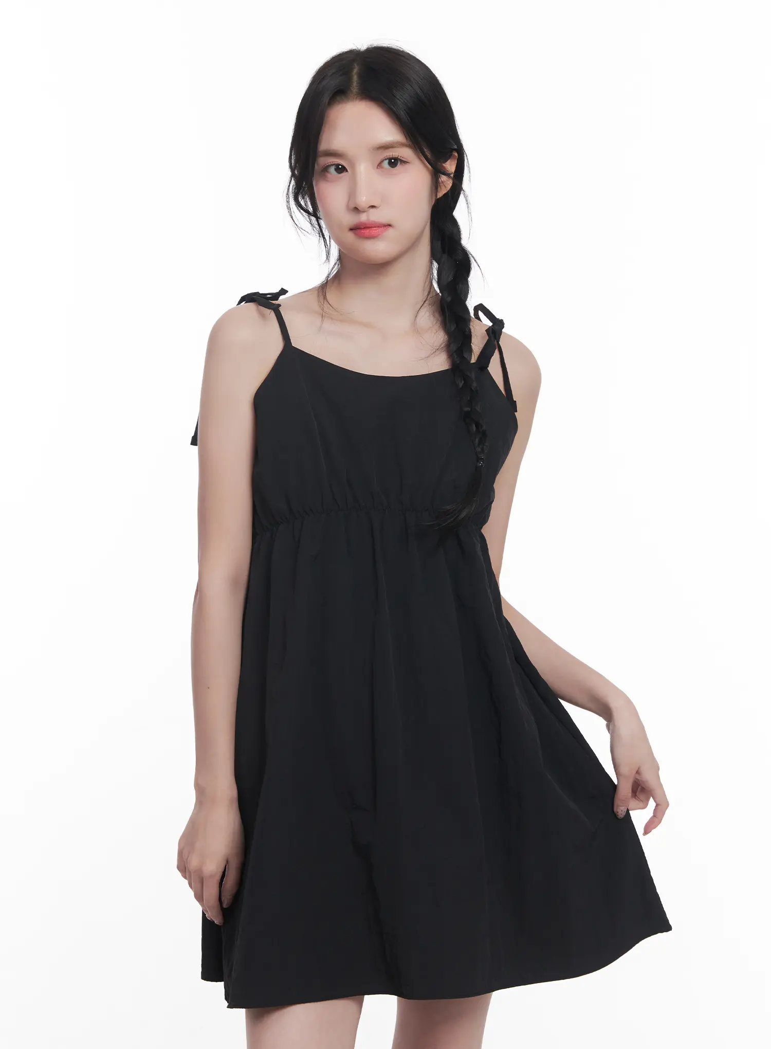 Flared Ribbon-Tie Mini Dress CU525 - Image 10