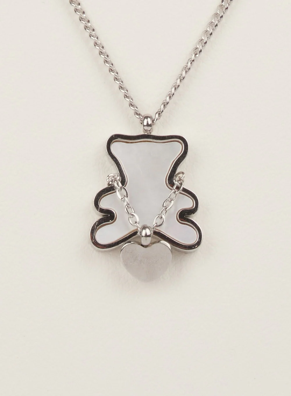 Flat Bear Double Layer Necklace (White) IM531 - Image 2