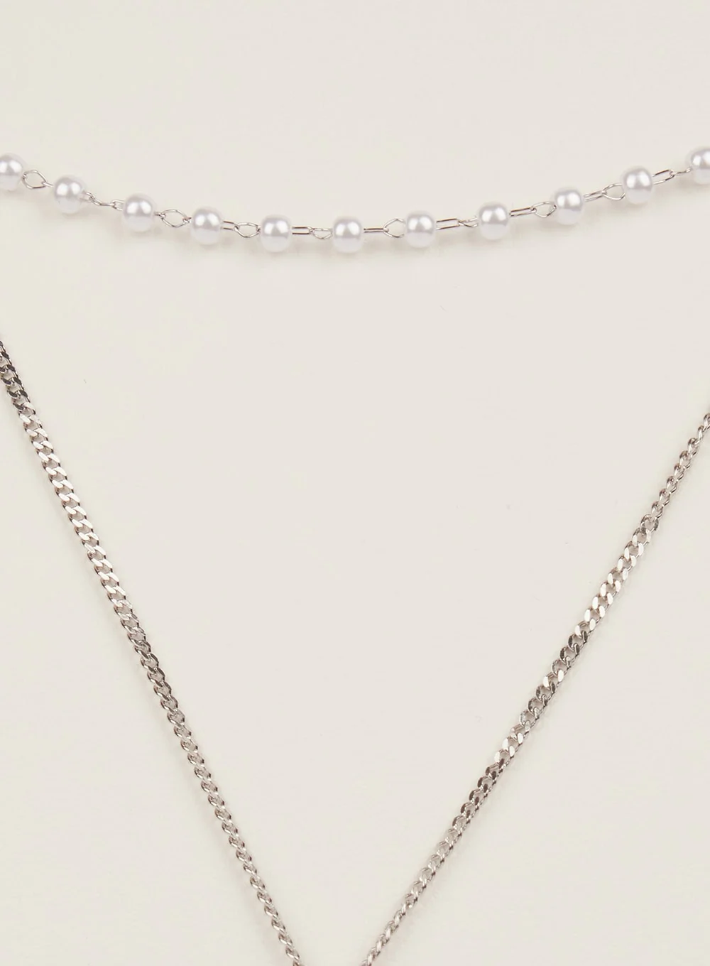 Flat Bear Double Layer Necklace (White) IM531 - Image 3