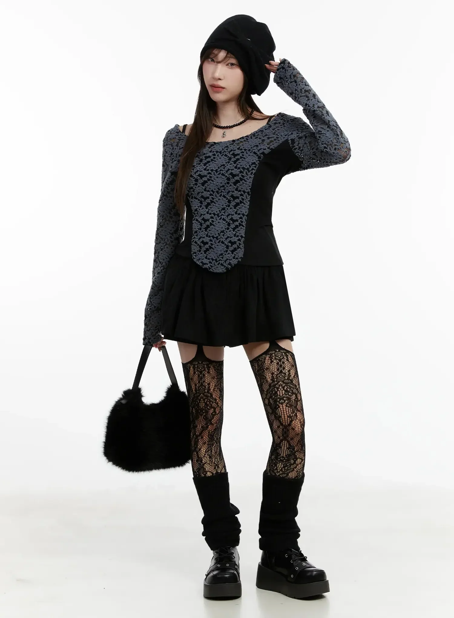 Fleece Lace Long Sleeve Top IJ521 - Image 12
