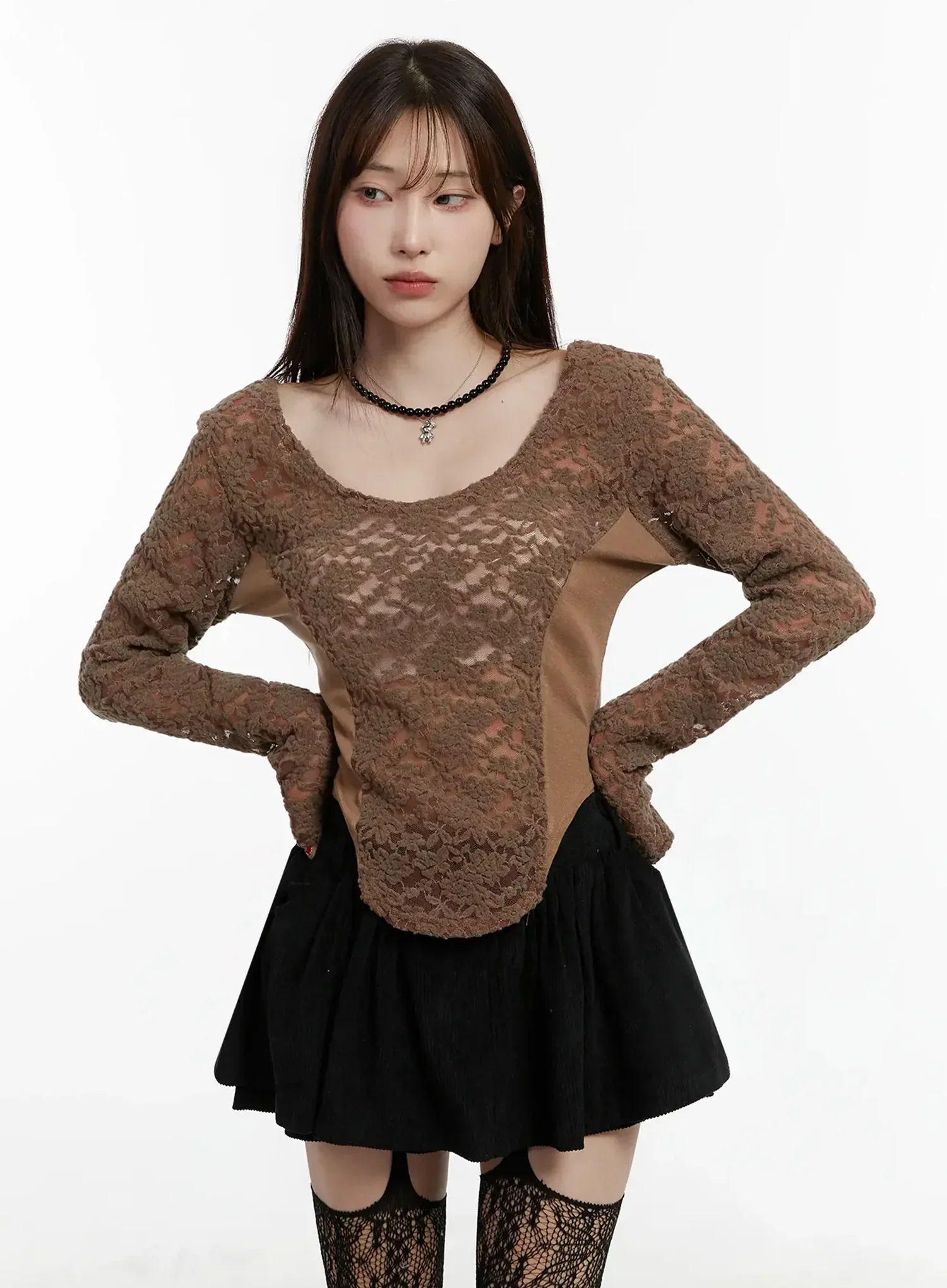 Fleece Lace Long Sleeve Top IJ521 - Image 13