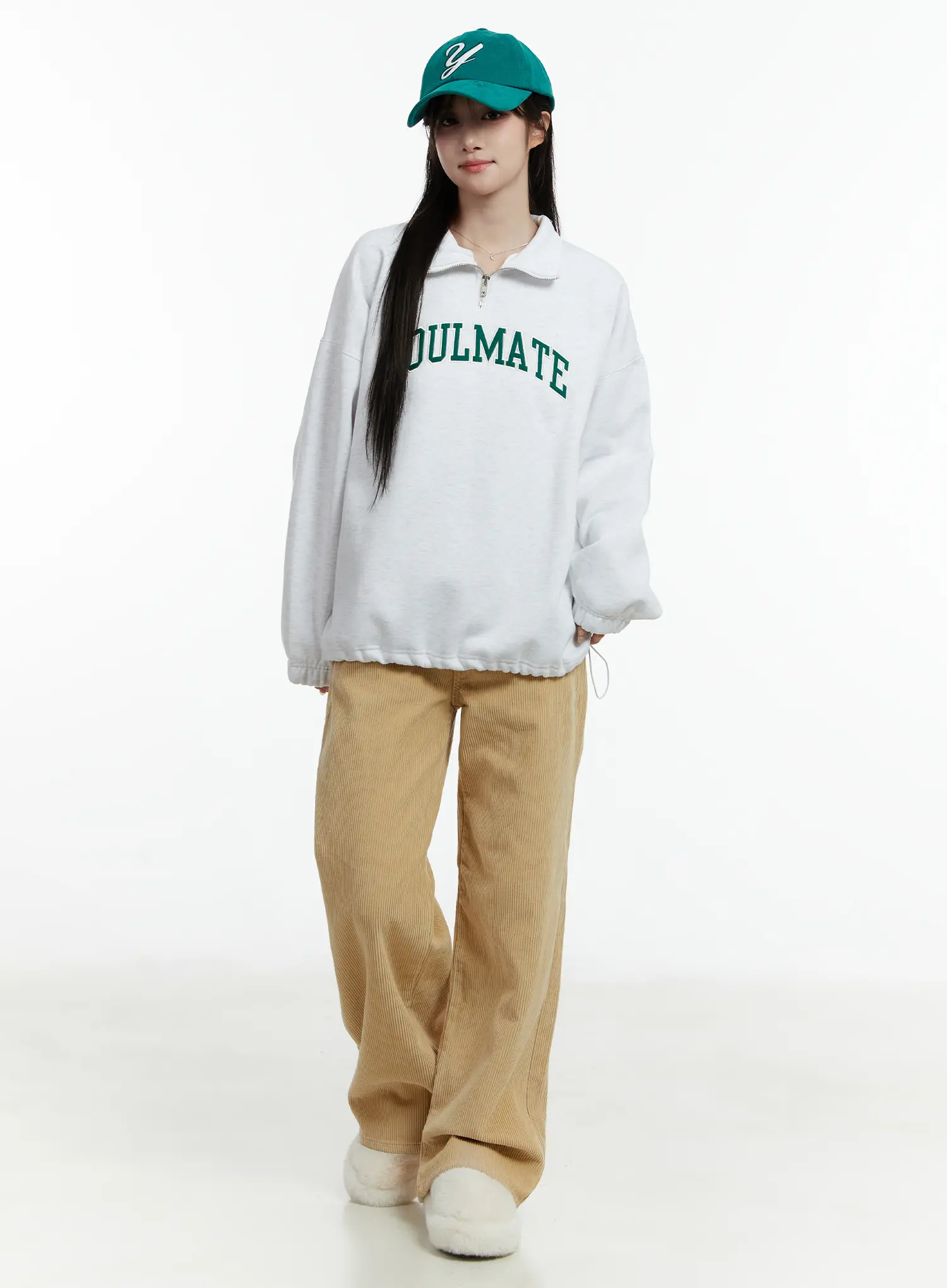 Fleece-Lined Corduroy Wide-Leg Cotton Pants CD523 - Image 2
