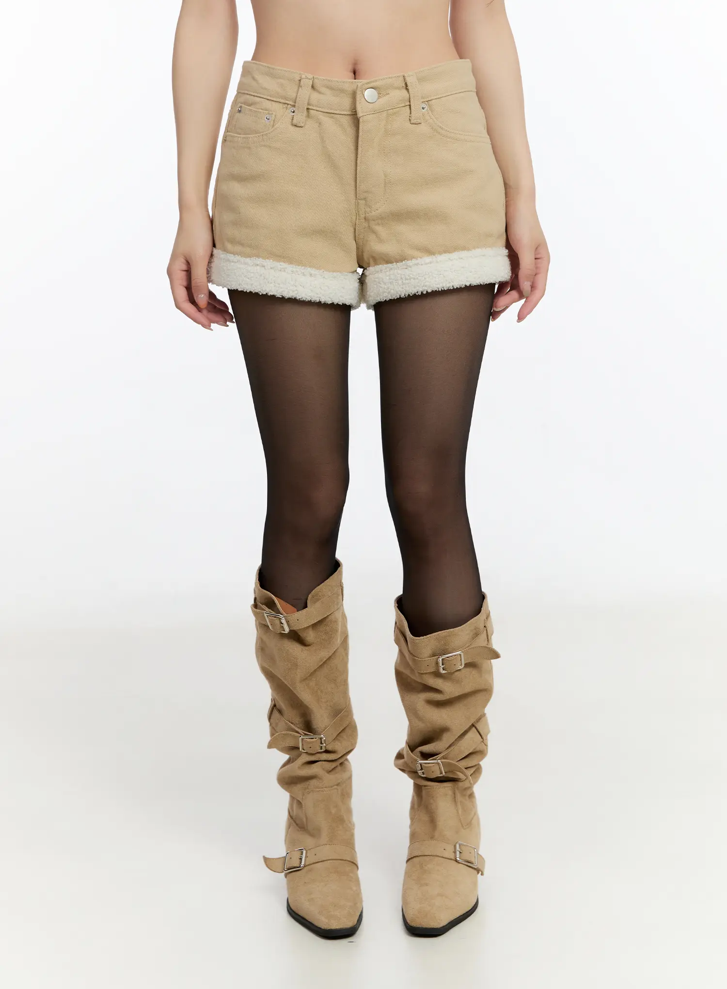 Fleece-Lined Cozy Cotton Shorts CN524 - Image 10