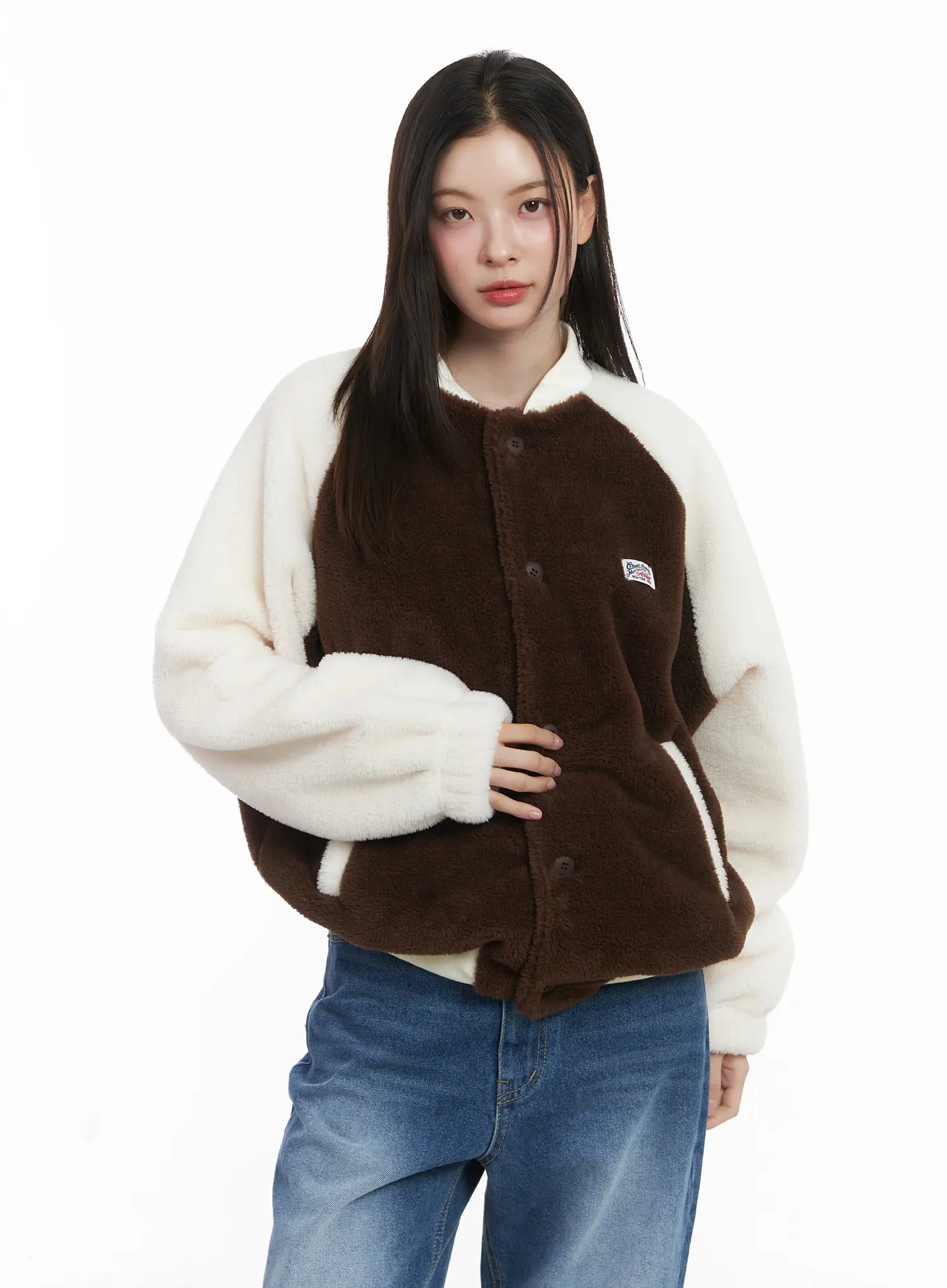 Fleeced Varsity Jacket CJ506 - Image 2