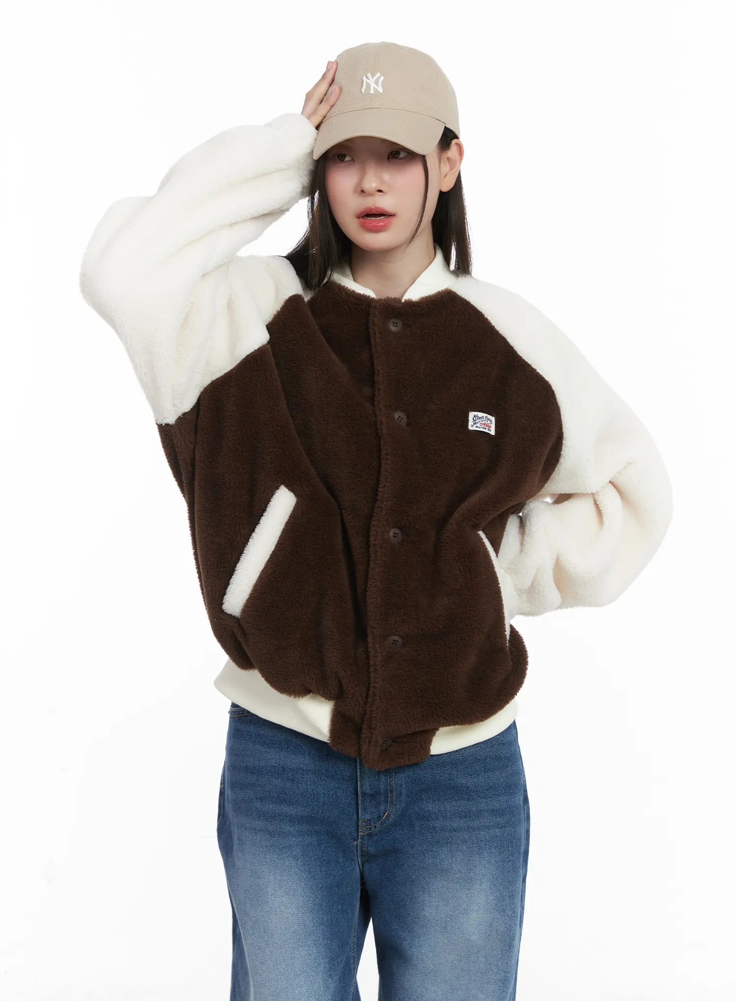 Fleeced Varsity Jacket CJ506 - Image 9