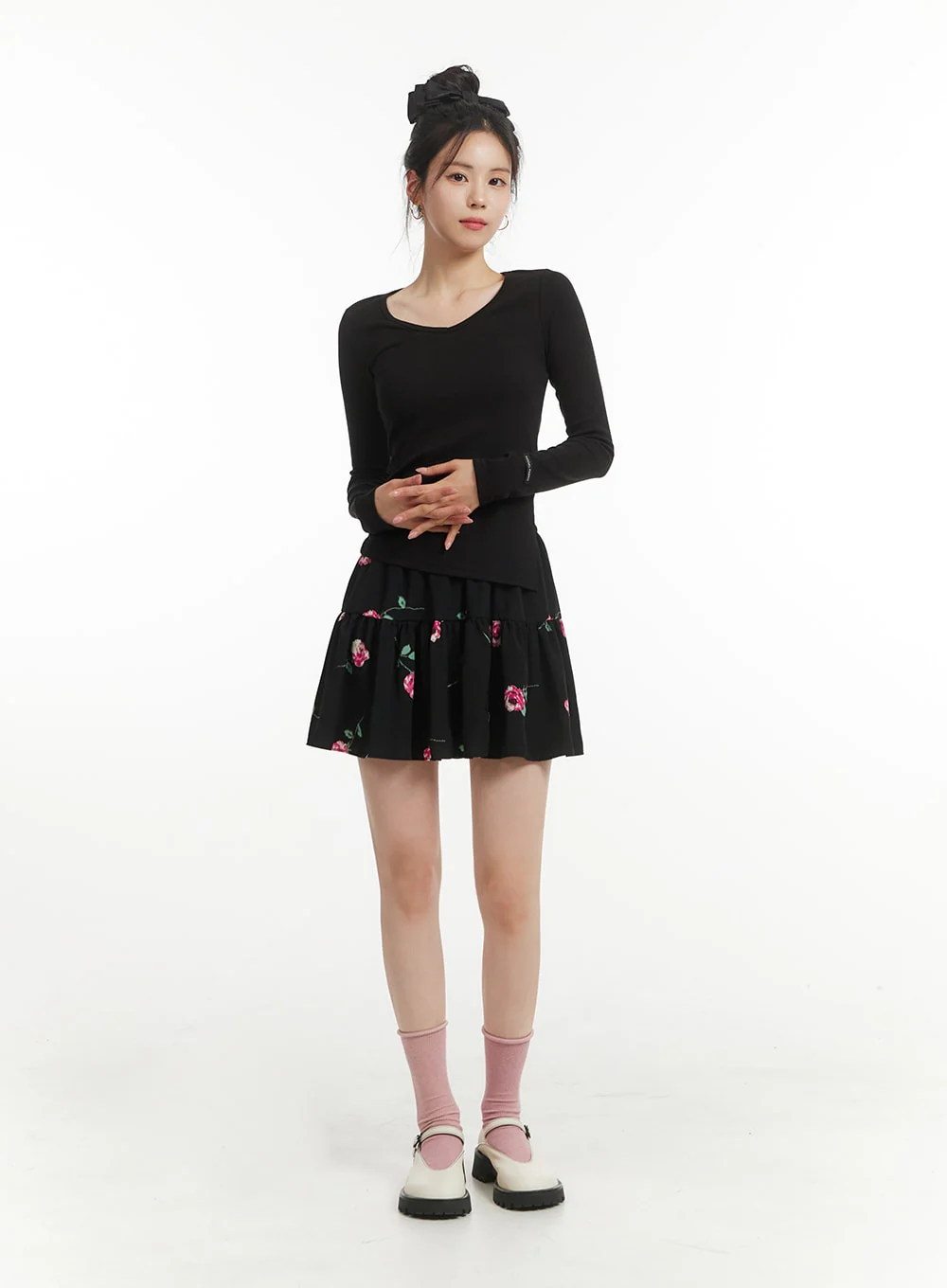 Floral Graphic Flare Mini Skirt OF428 - Image 3