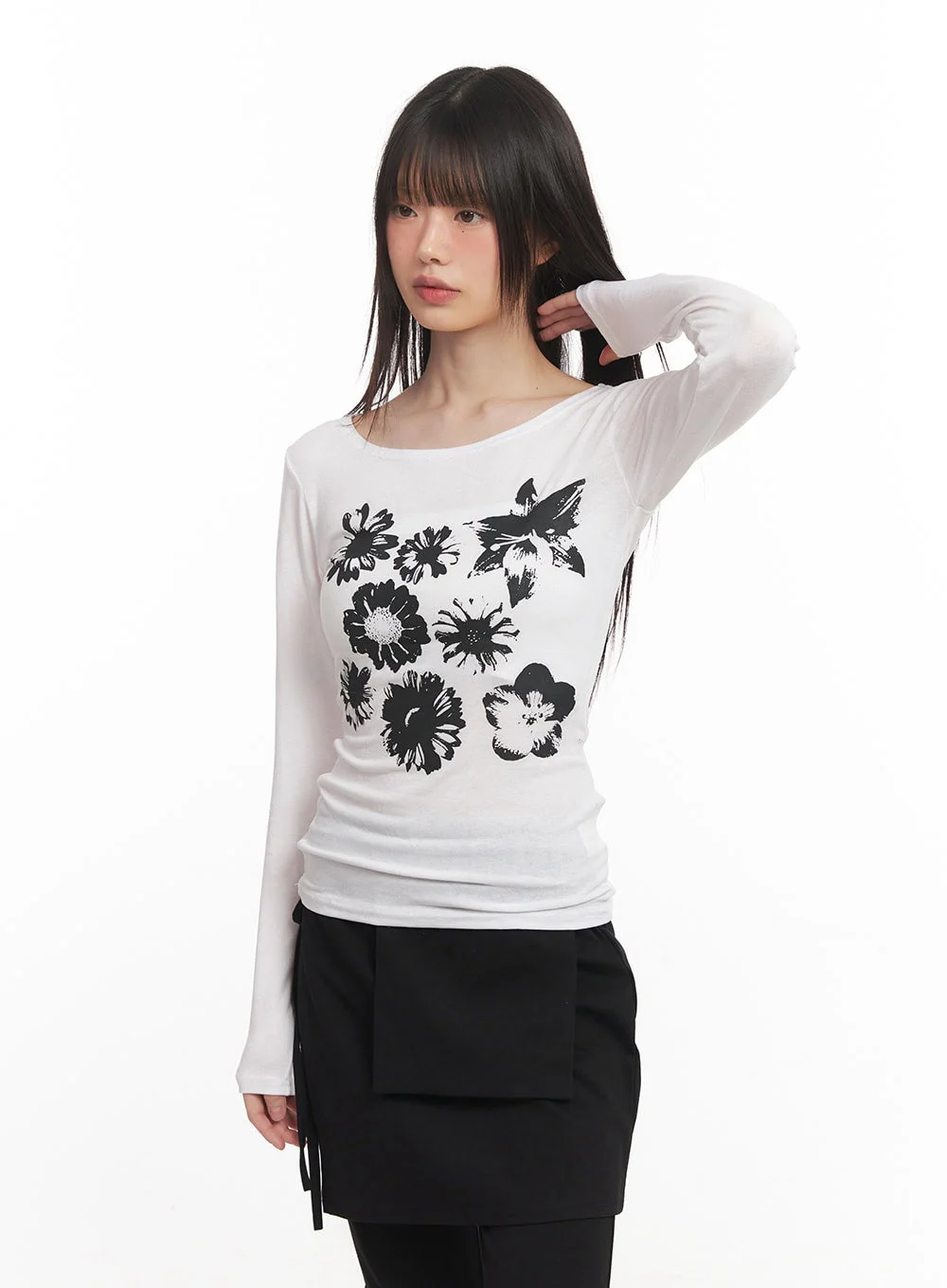 Floral Graphic Sheer Long Sleeve Top CM520 - Image 12