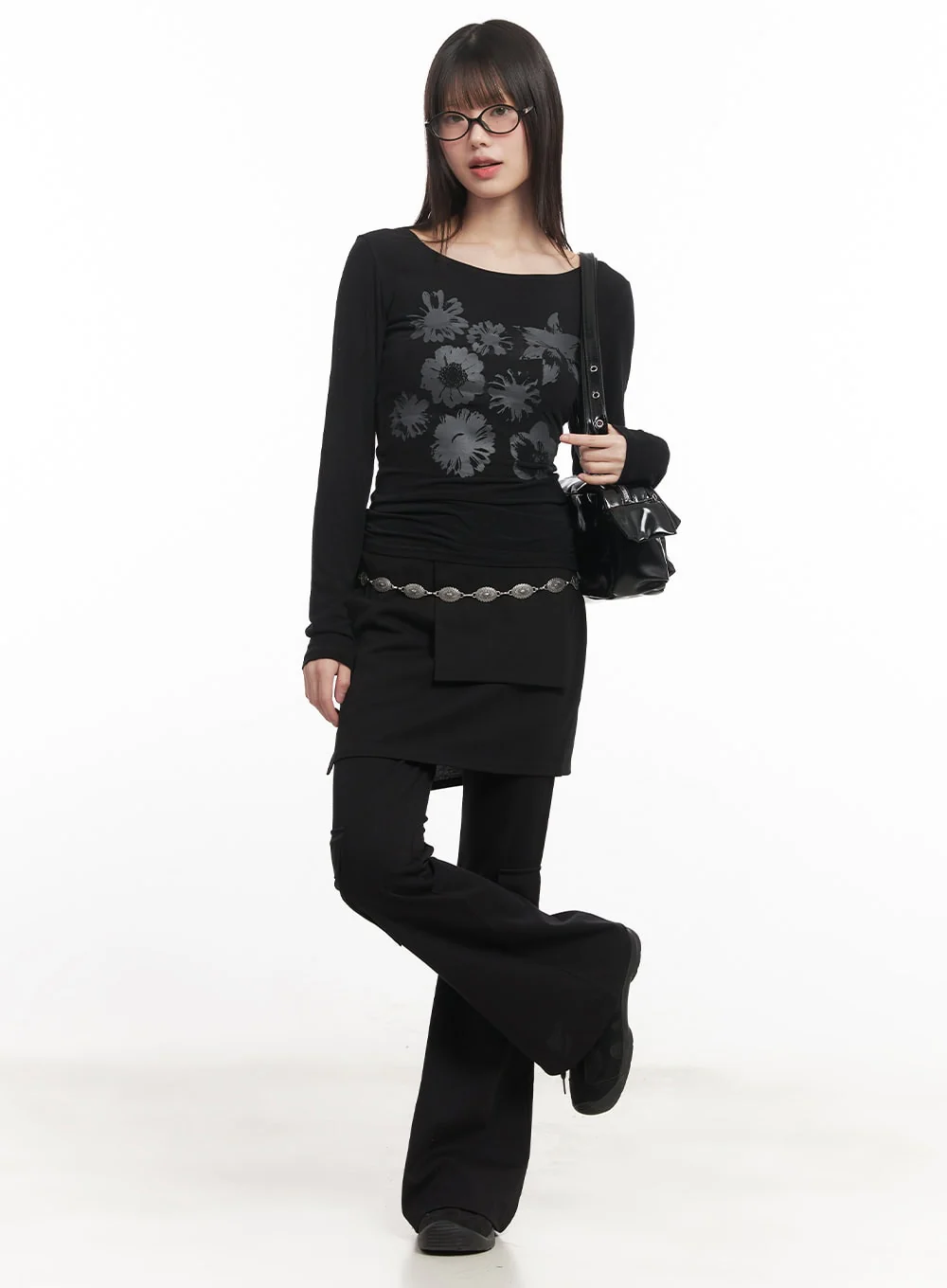 Floral Graphic Sheer Long Sleeve Top CM520 - Image 2