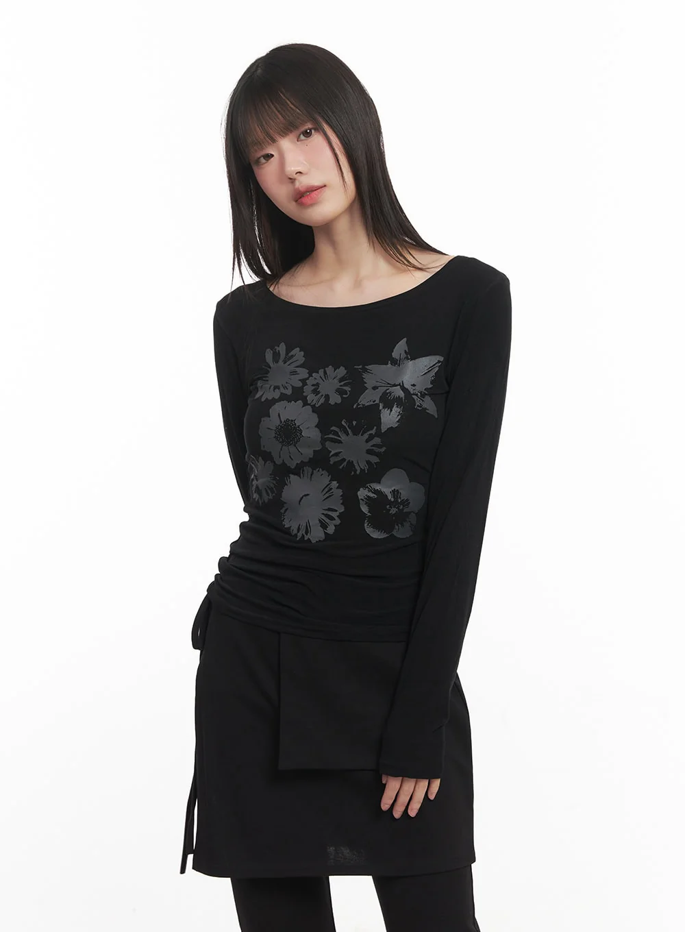 Floral Graphic Sheer Long Sleeve Top CM520 - Image 3